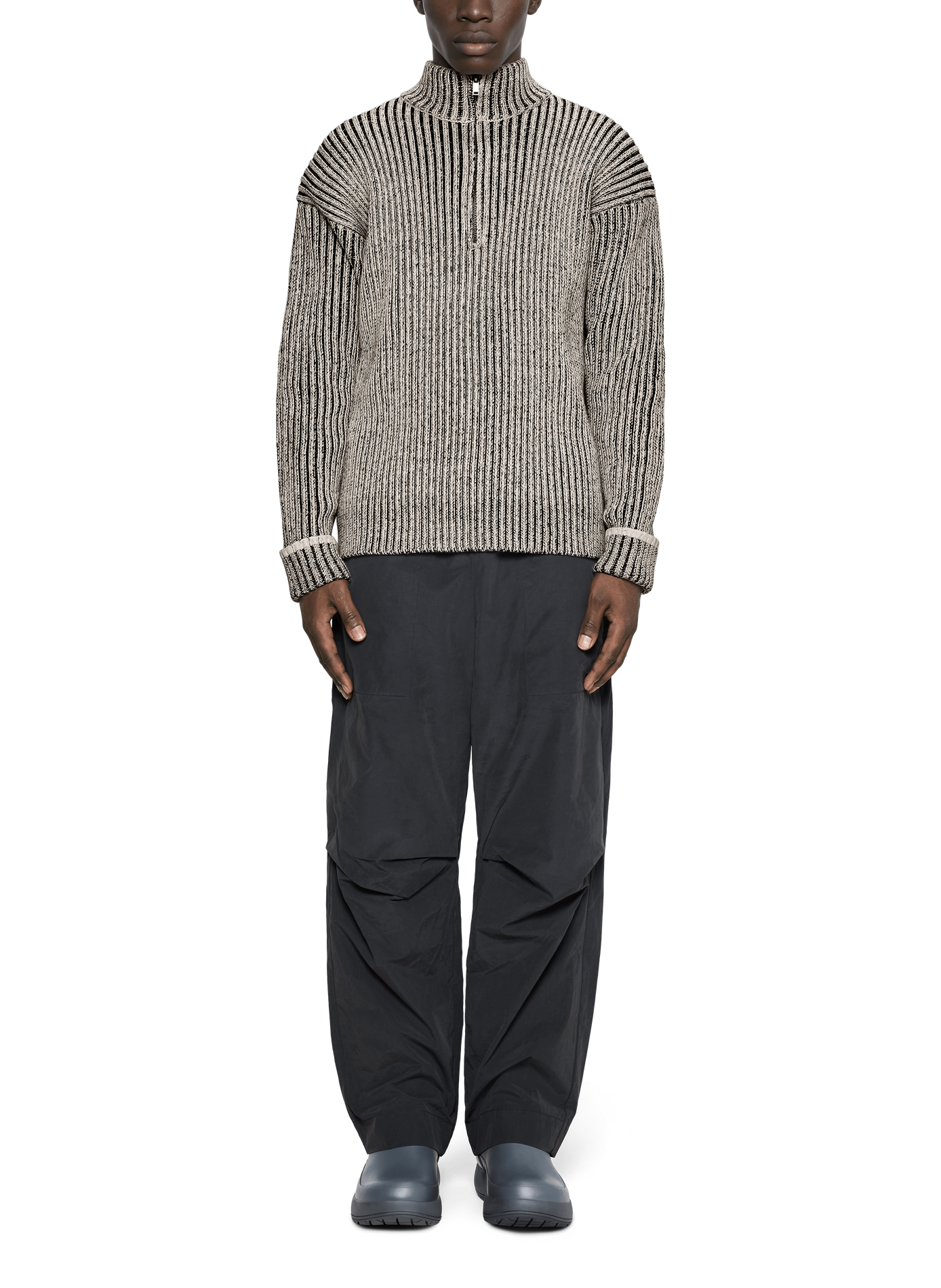 Pull col zippé RAINS Gris