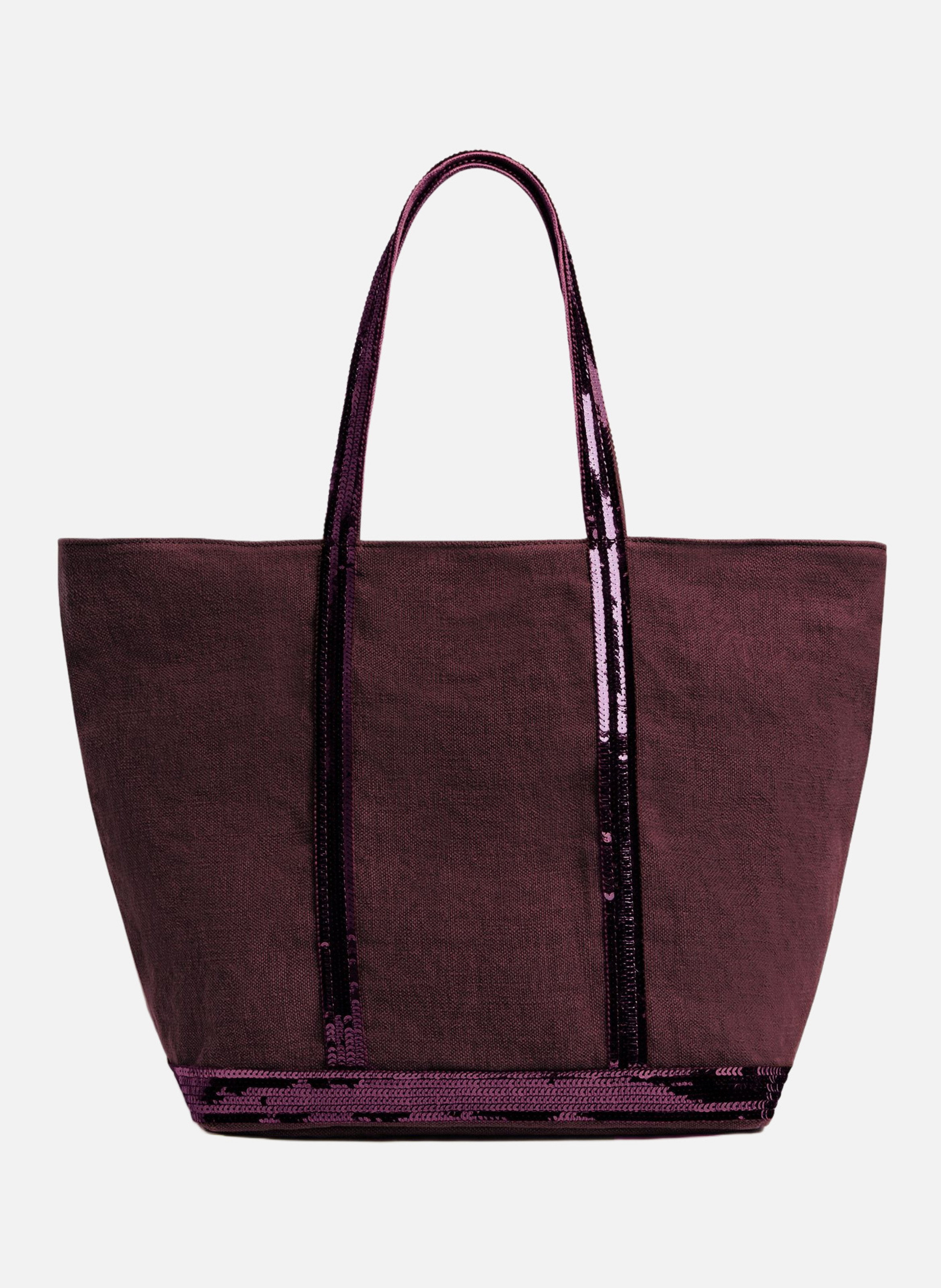 Cabas l zippé en lin  Aubergine