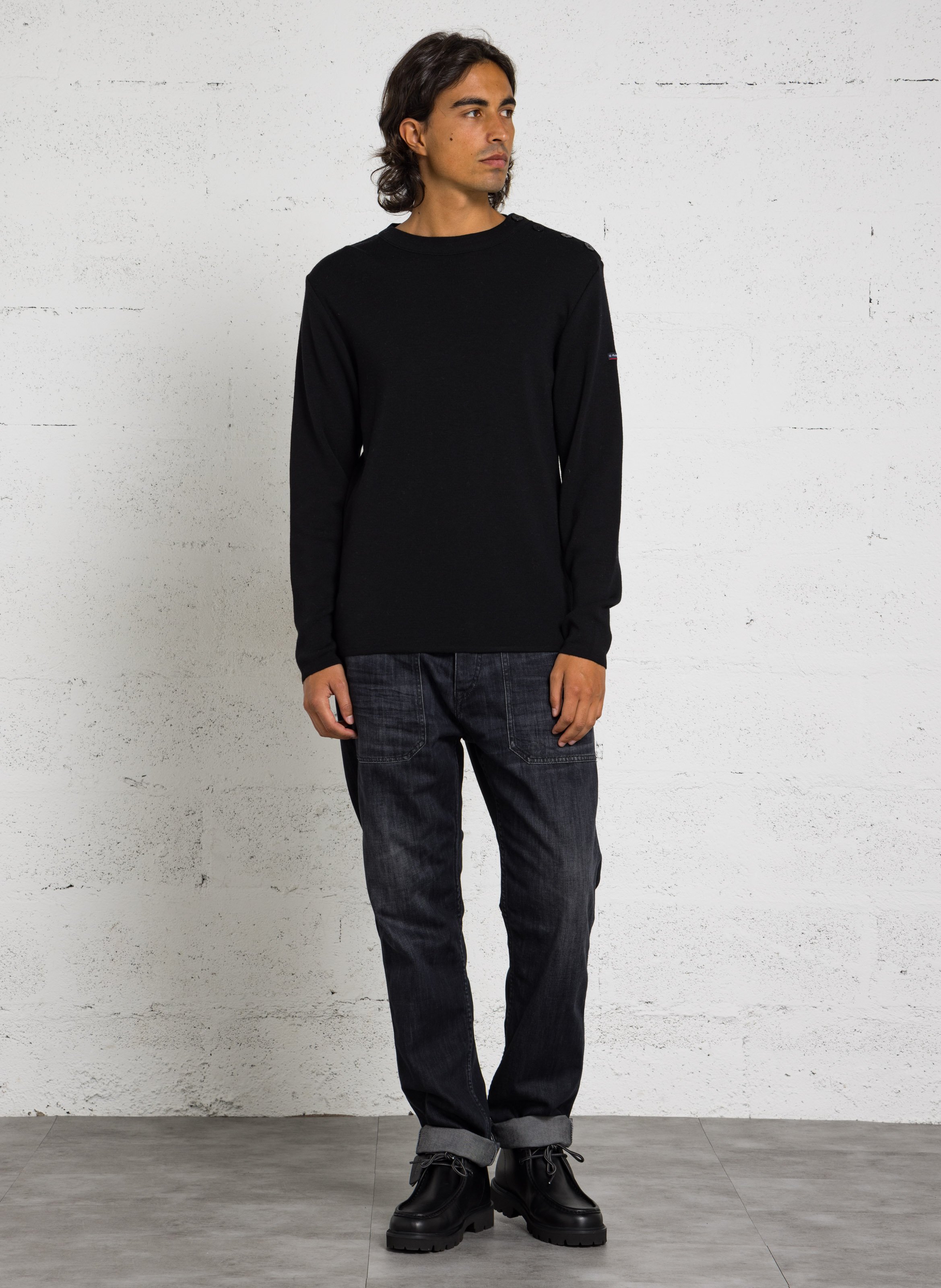 Pull droit en laine goulenez ARMOR-LUX Noir