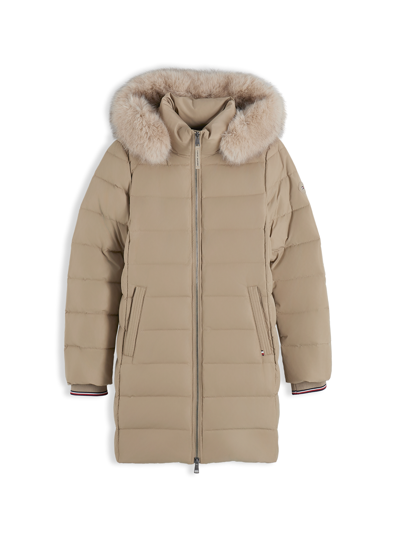 Manteau mi-long zippé à capuche TOMMY HILFIGER Beige