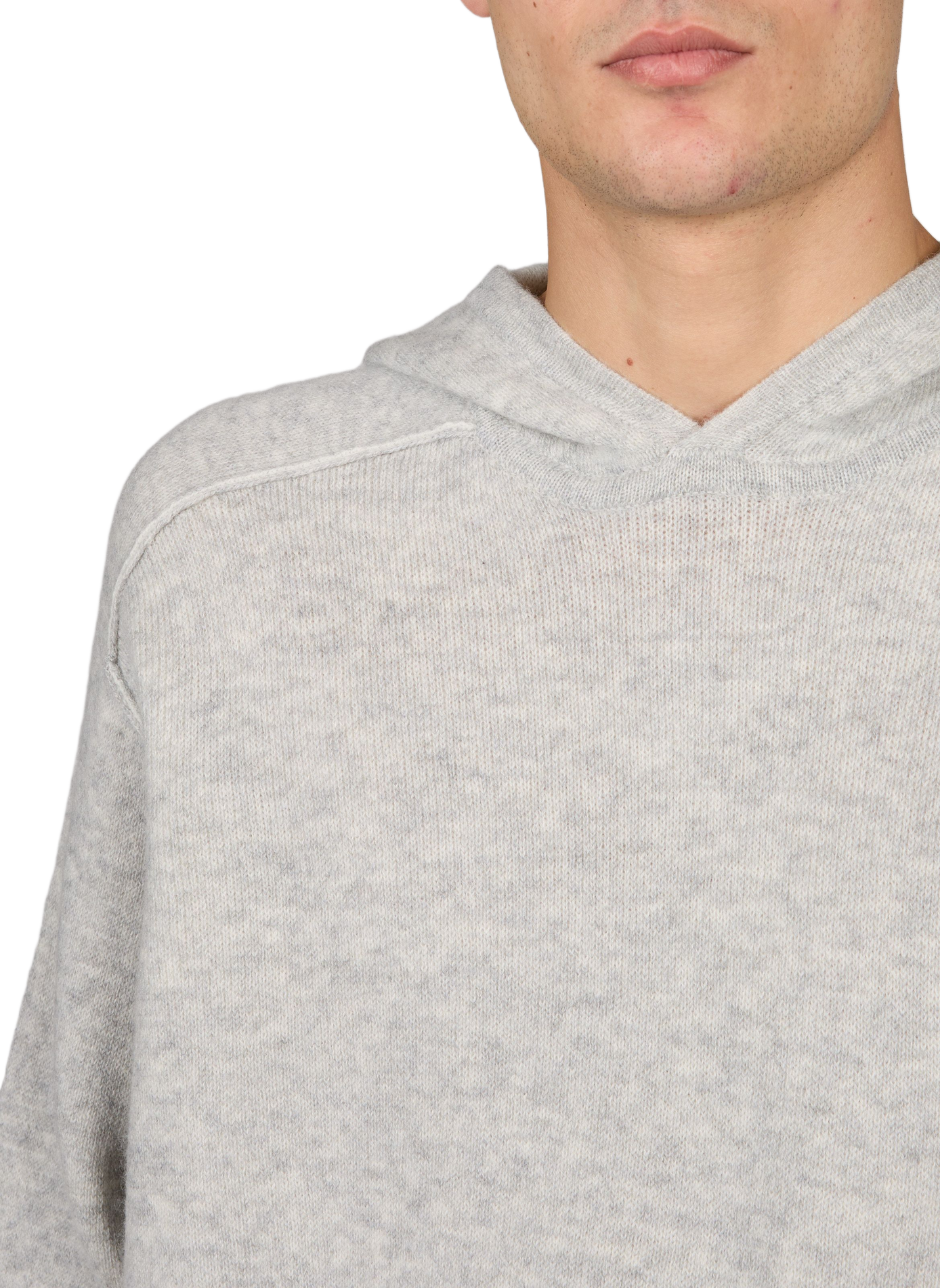 Einfarbiger Kapuzenpullover aus Wolle und Kaschmir MAISON KITSUNÉ Grau