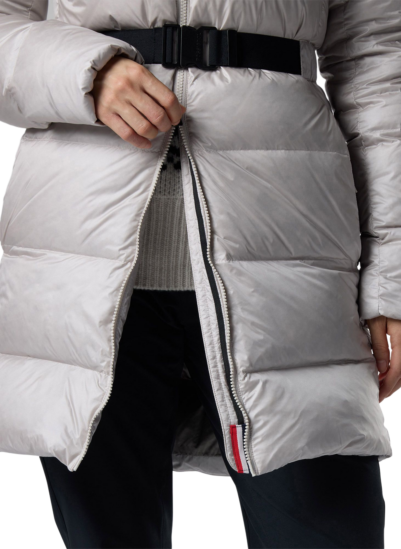 Gerade geschnittener Parka mit Kapuze und Gürtel ROSSIGNOL Grau