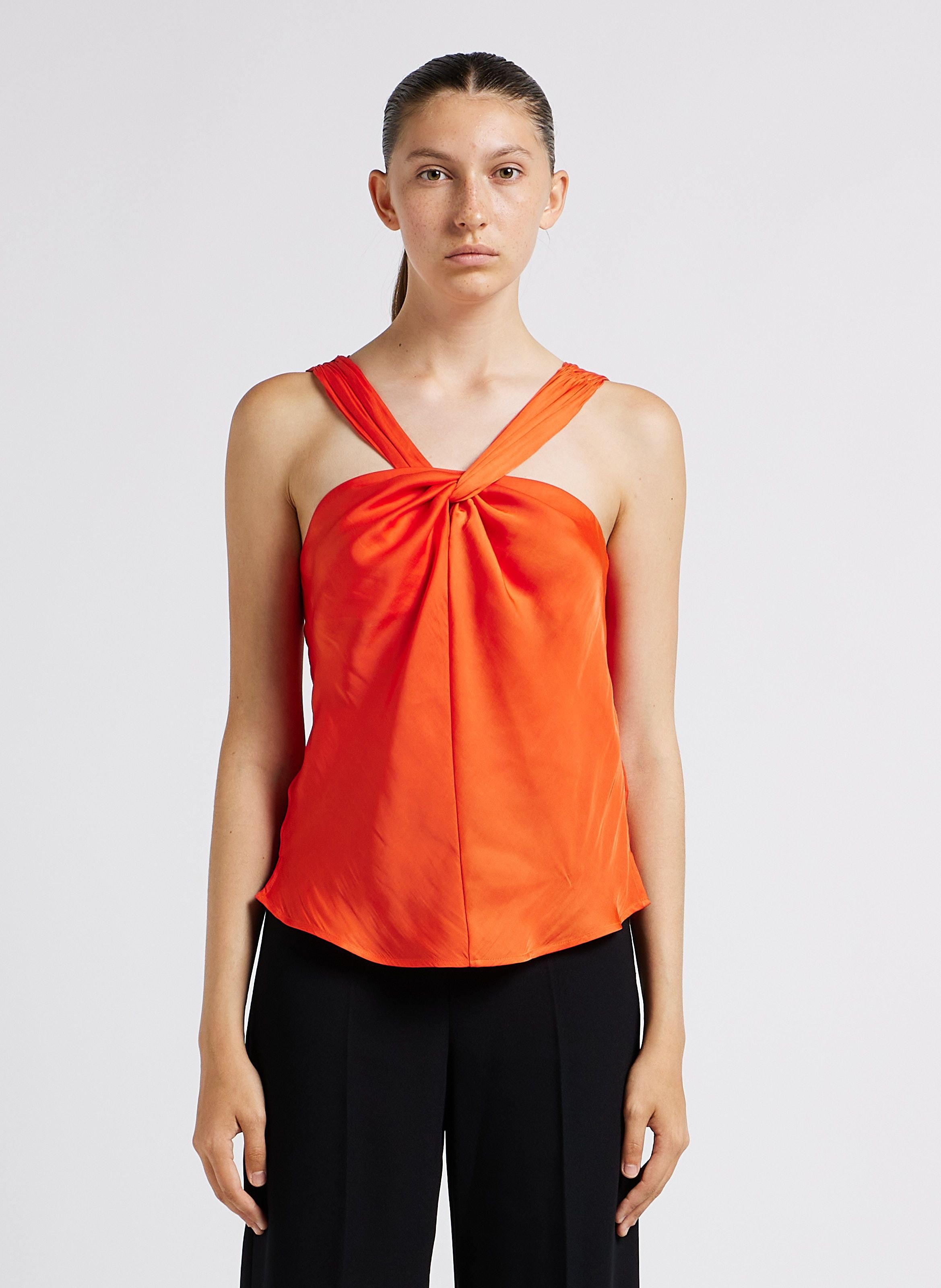 Top court fluide droit satiné