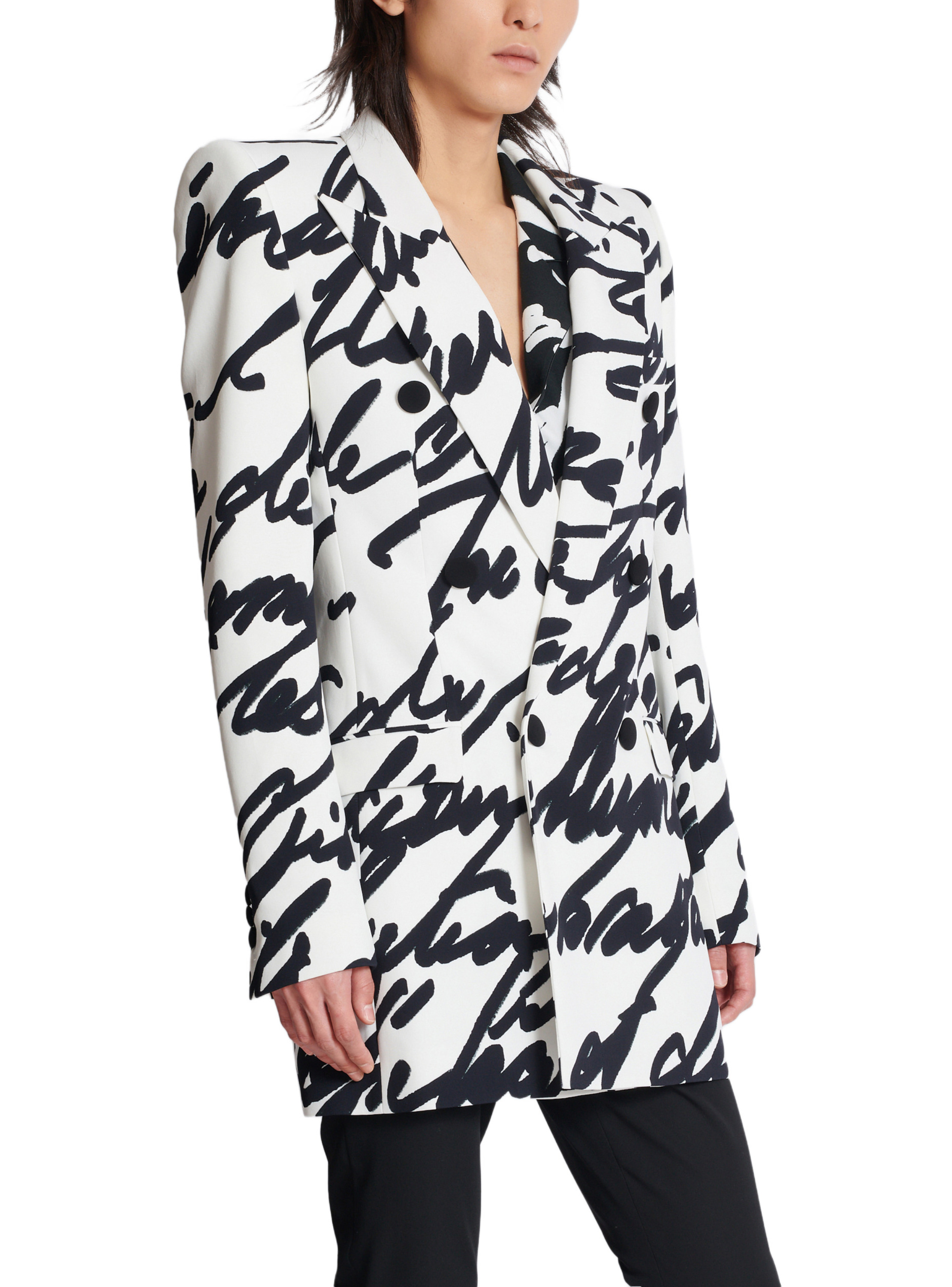 Veste en crêpe imprimé « lettre d'amour » BALMAIN Blanc