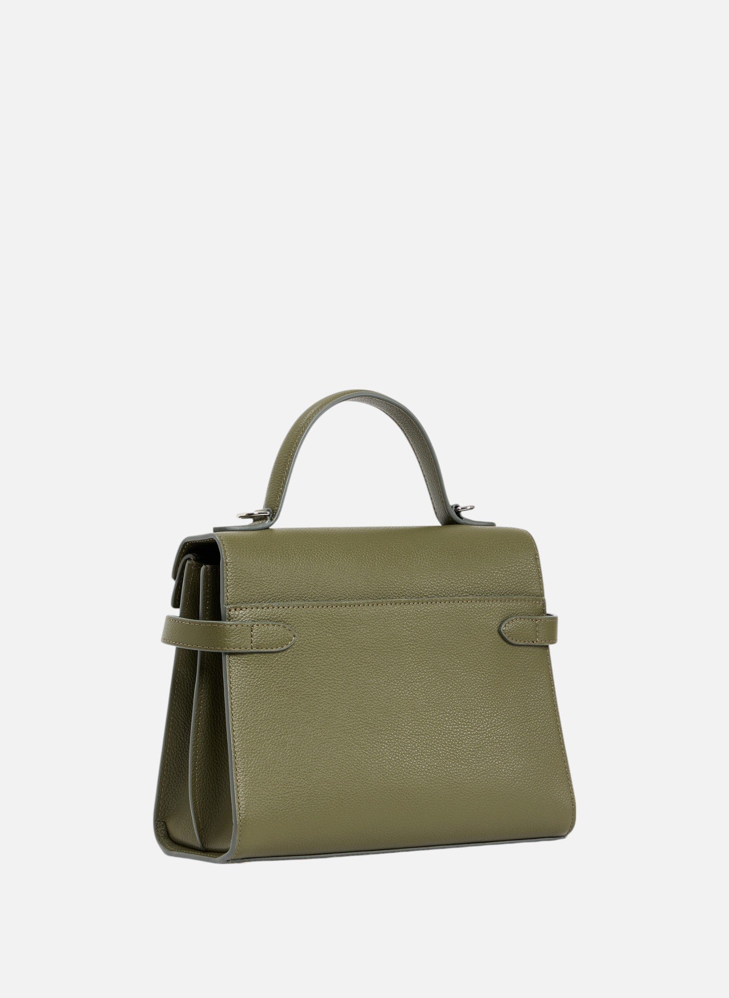 Sac à main double rabat moyen modèle emilie en cuir grainé LE TANNEUR Vert