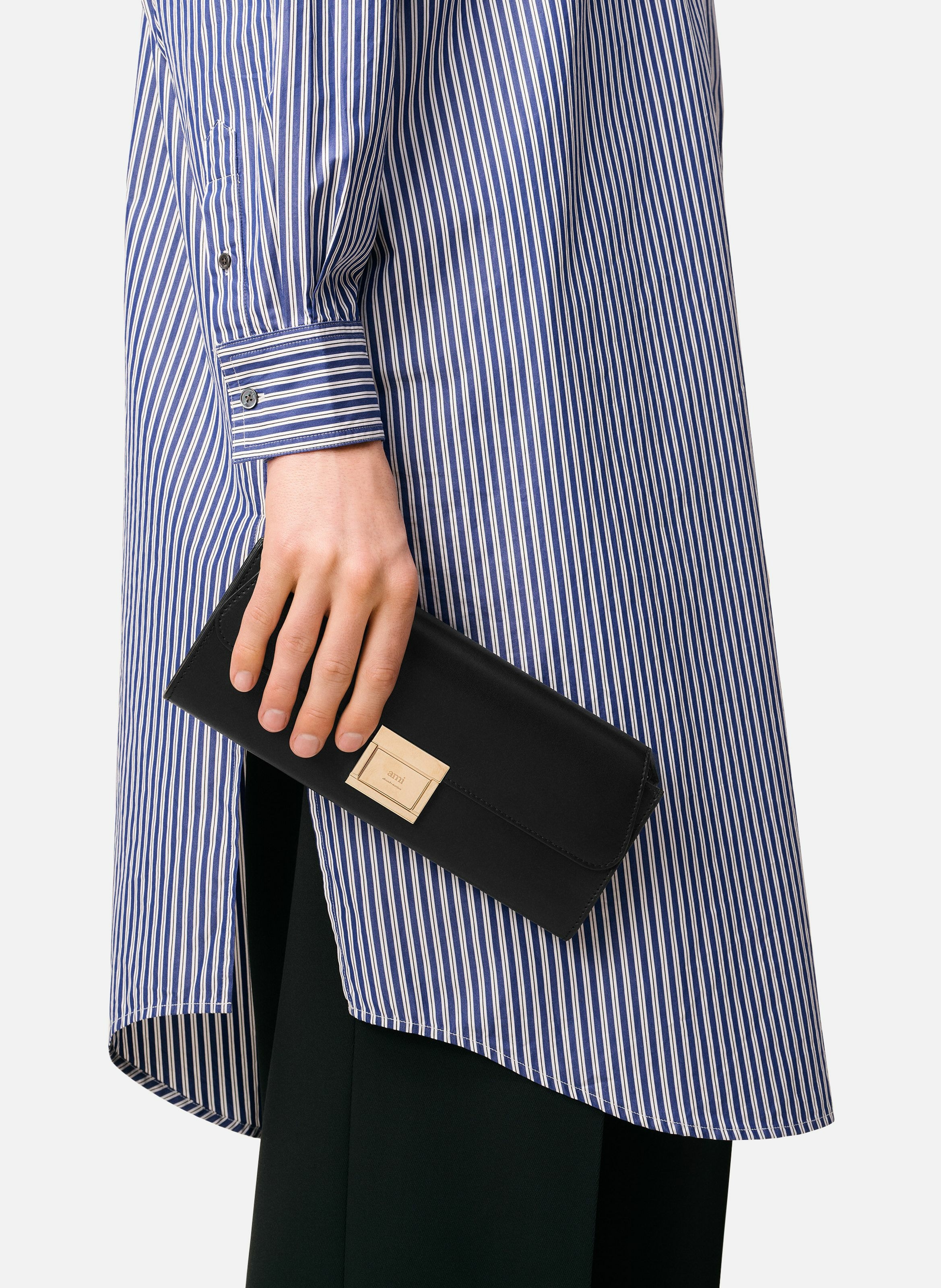 Pochette mimi en cuir lisse unisexe AMI PARIS Noir