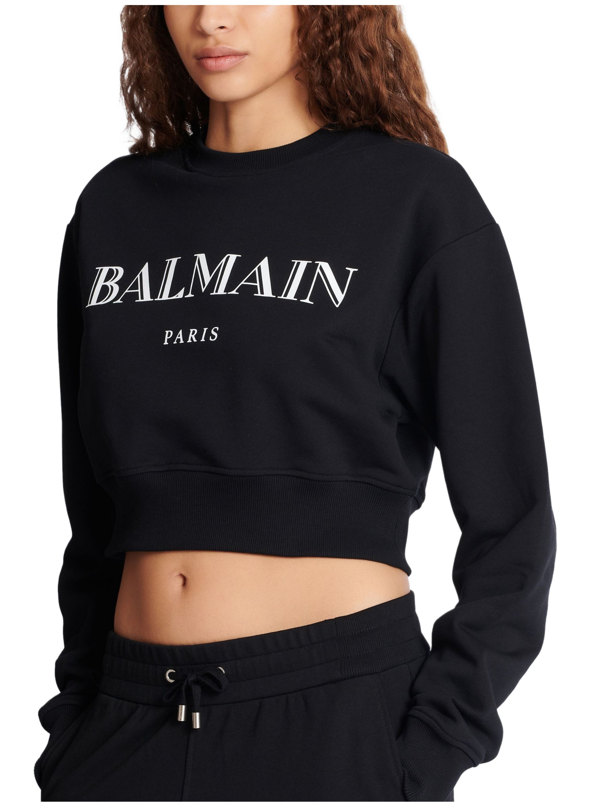 Sweat-shirt à col ras du cou imprimé balmain BALMAIN Noir