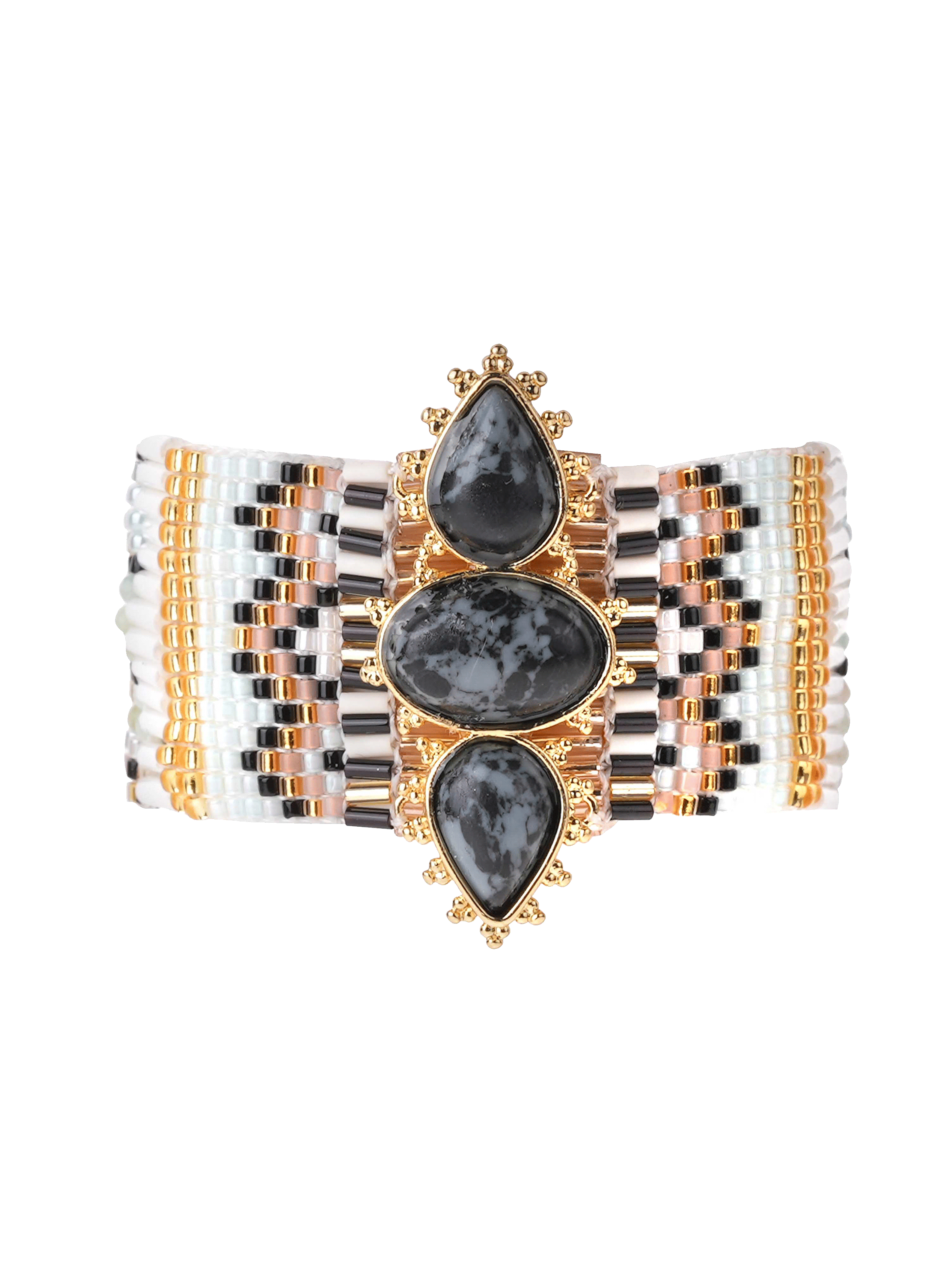 Bracelet manchette perles tissées noliti HIPANEMA Noir