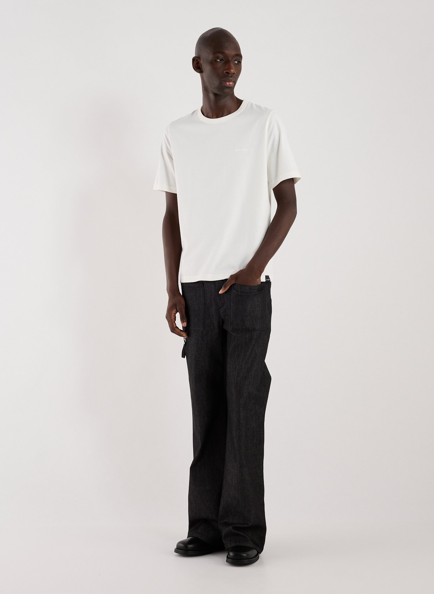 Straight-cut cotton-blend jeans COURRÈGES Black