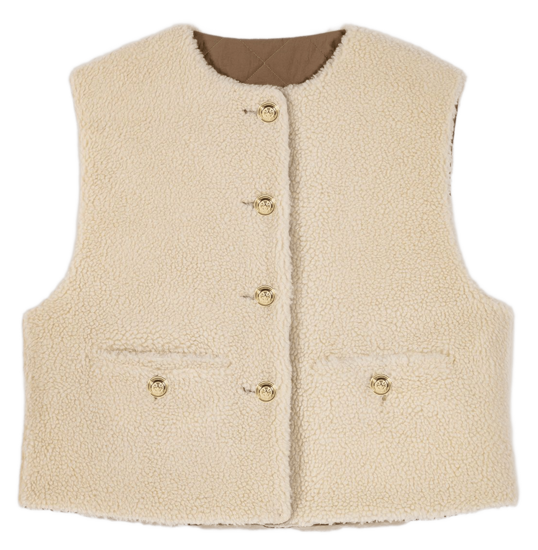 Veste col rond en sherpa MAJE Beige
