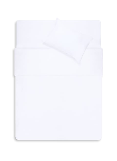 Housse de couette en satin de coton BlancAU PRINTEMPS PARIS Housse de couette en satin de coton BlancAU PRINTEMPS PARIS