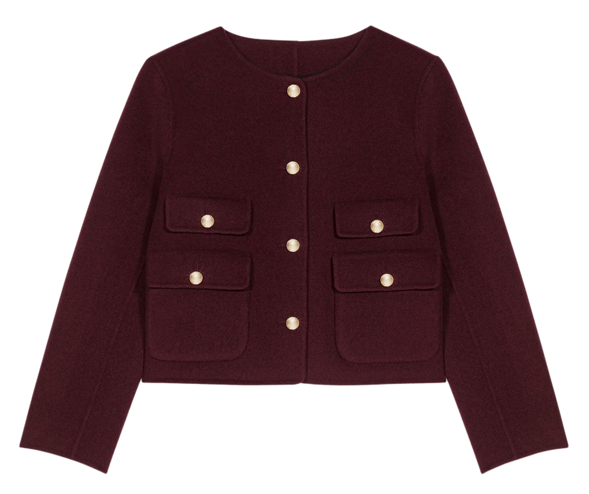 Veste droite col montant en laine mélangée MAJE Rouge