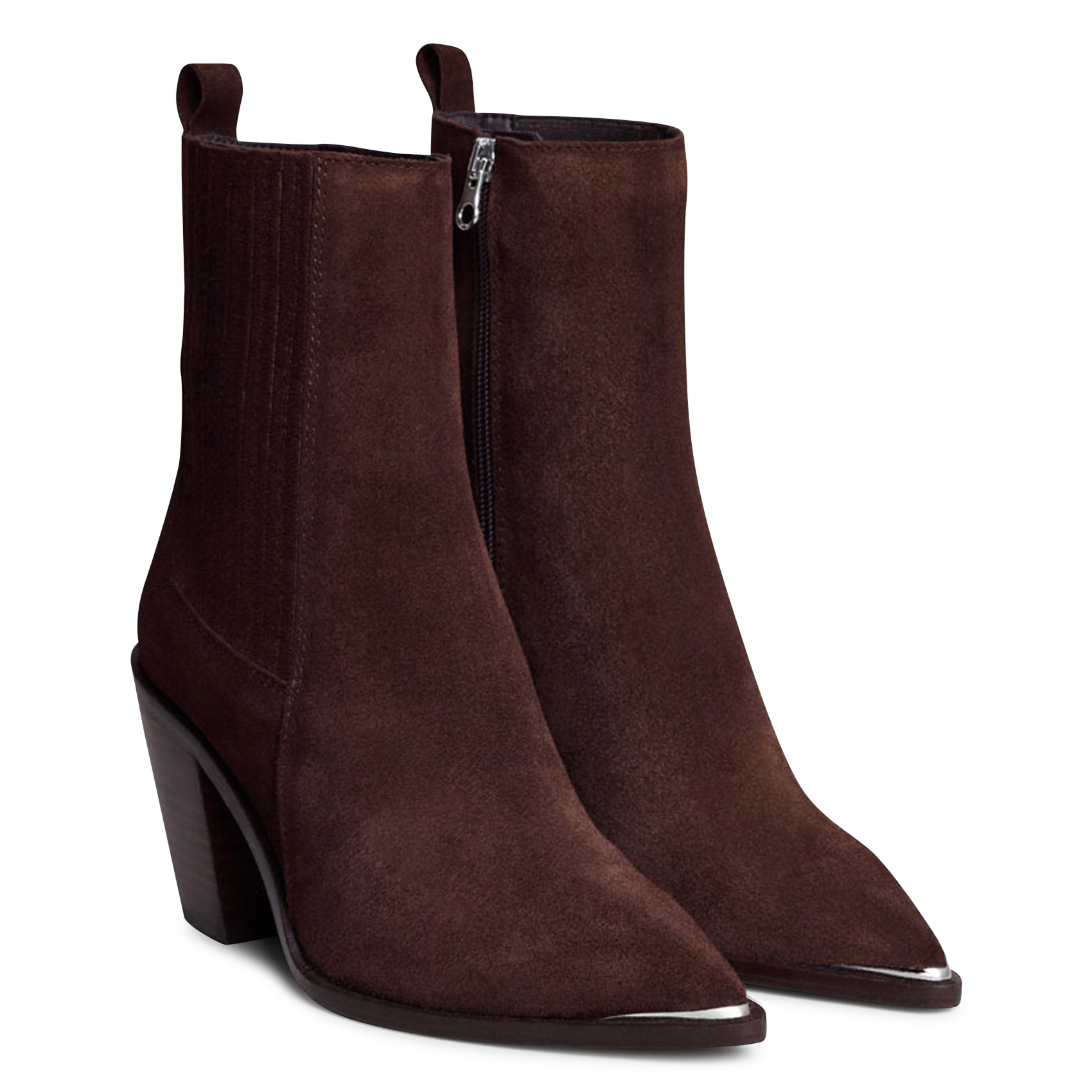 Bottines western talons hauts bout pointu en cuir Basama JONAK Marron