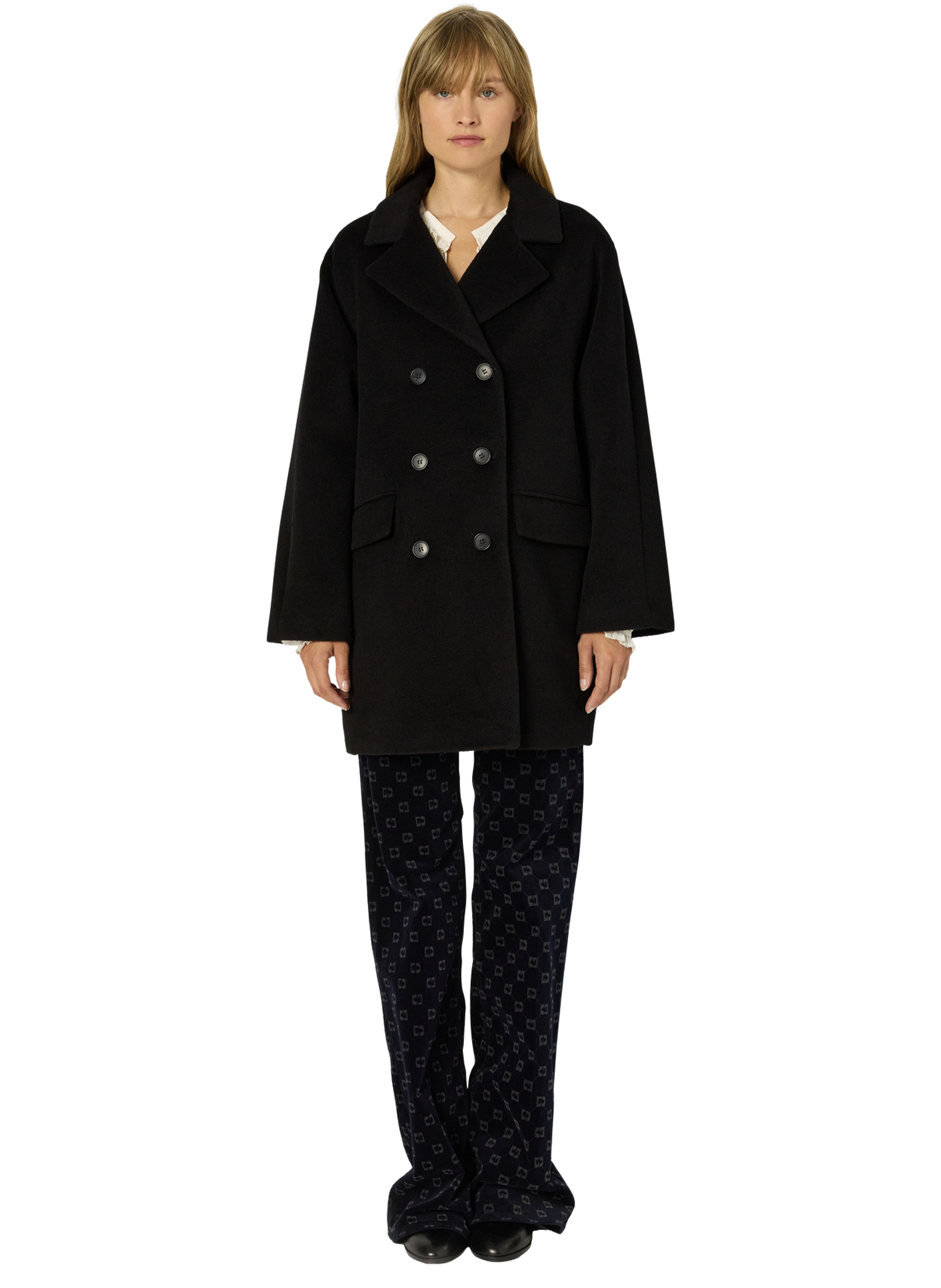 Manteau croisé en laine - magalie GERARD DAREL Noir