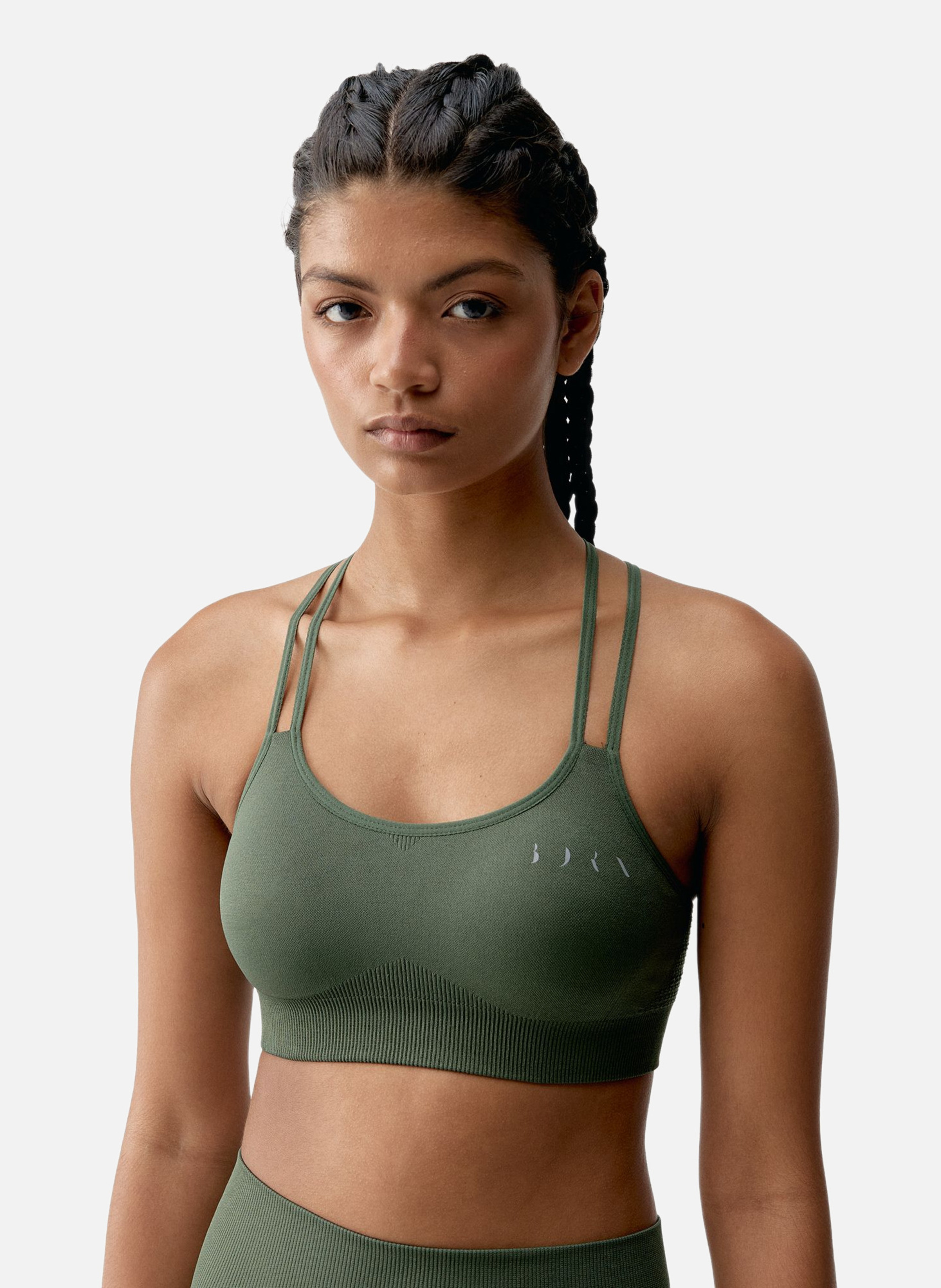 Brassière de sport seamless fixation moyenne hatha BORN LIVING YOGA Kaki