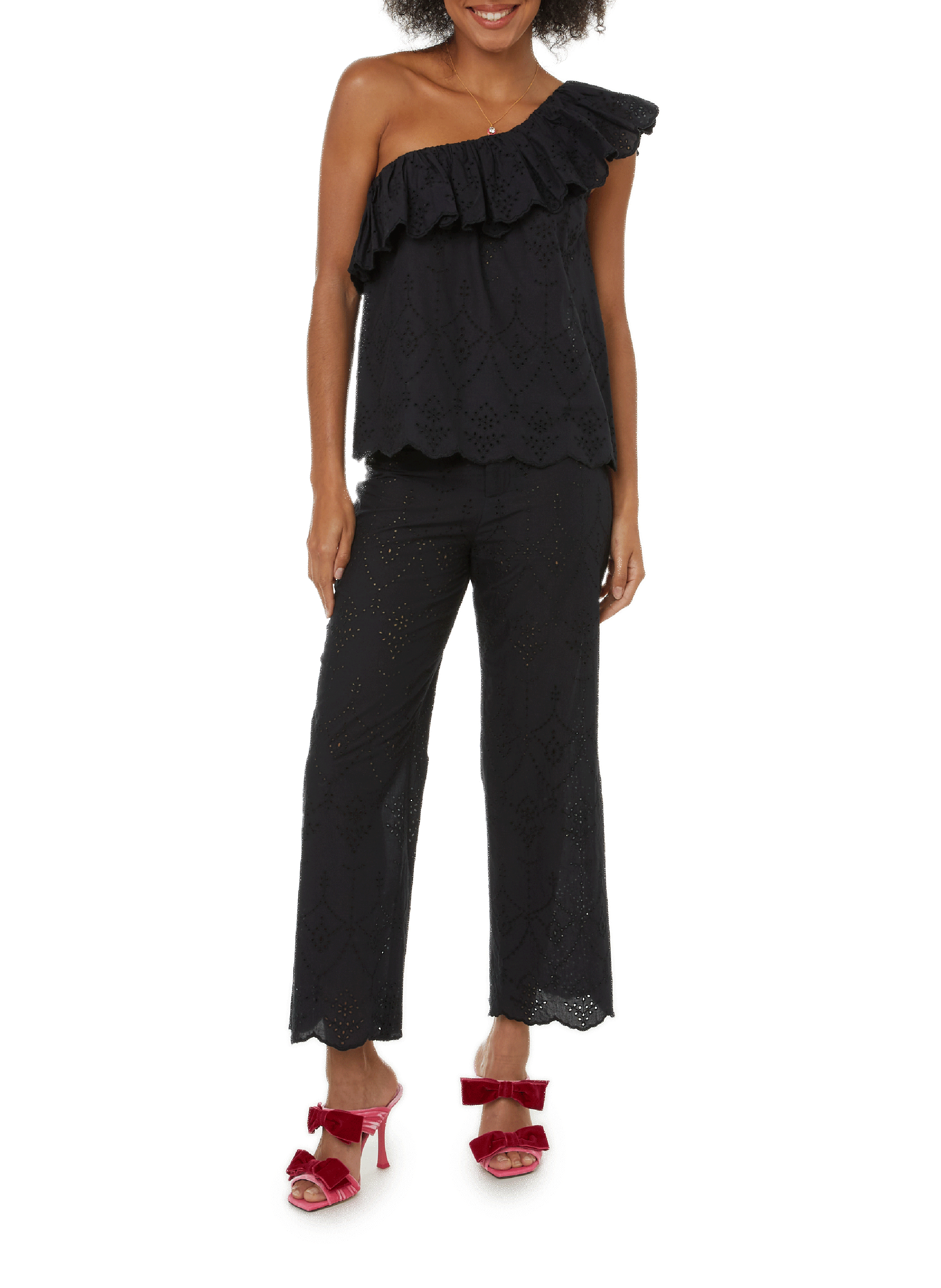Pantalon en broderie anglaise ROSEANNA Noir