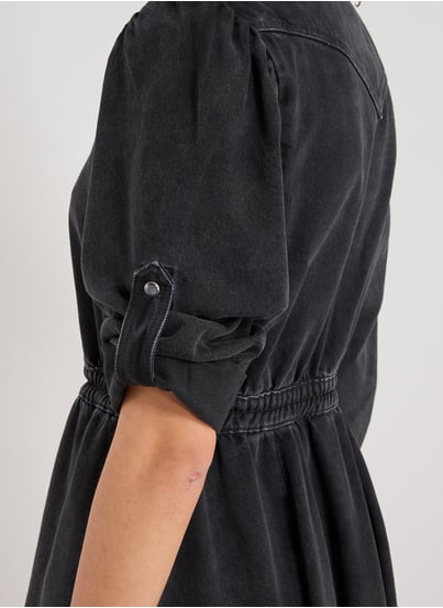 Robe midi Patika en denim de coton mélangé