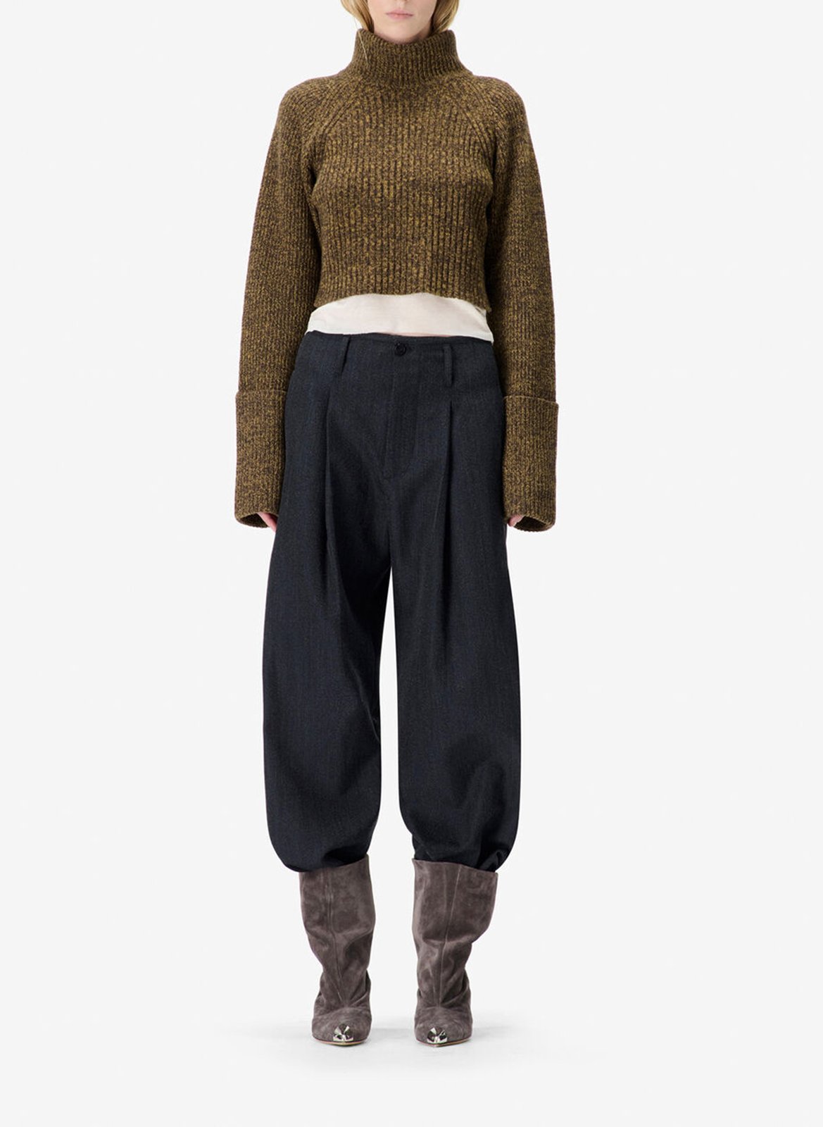 Pull droit col montant en laine elba IRO Marron