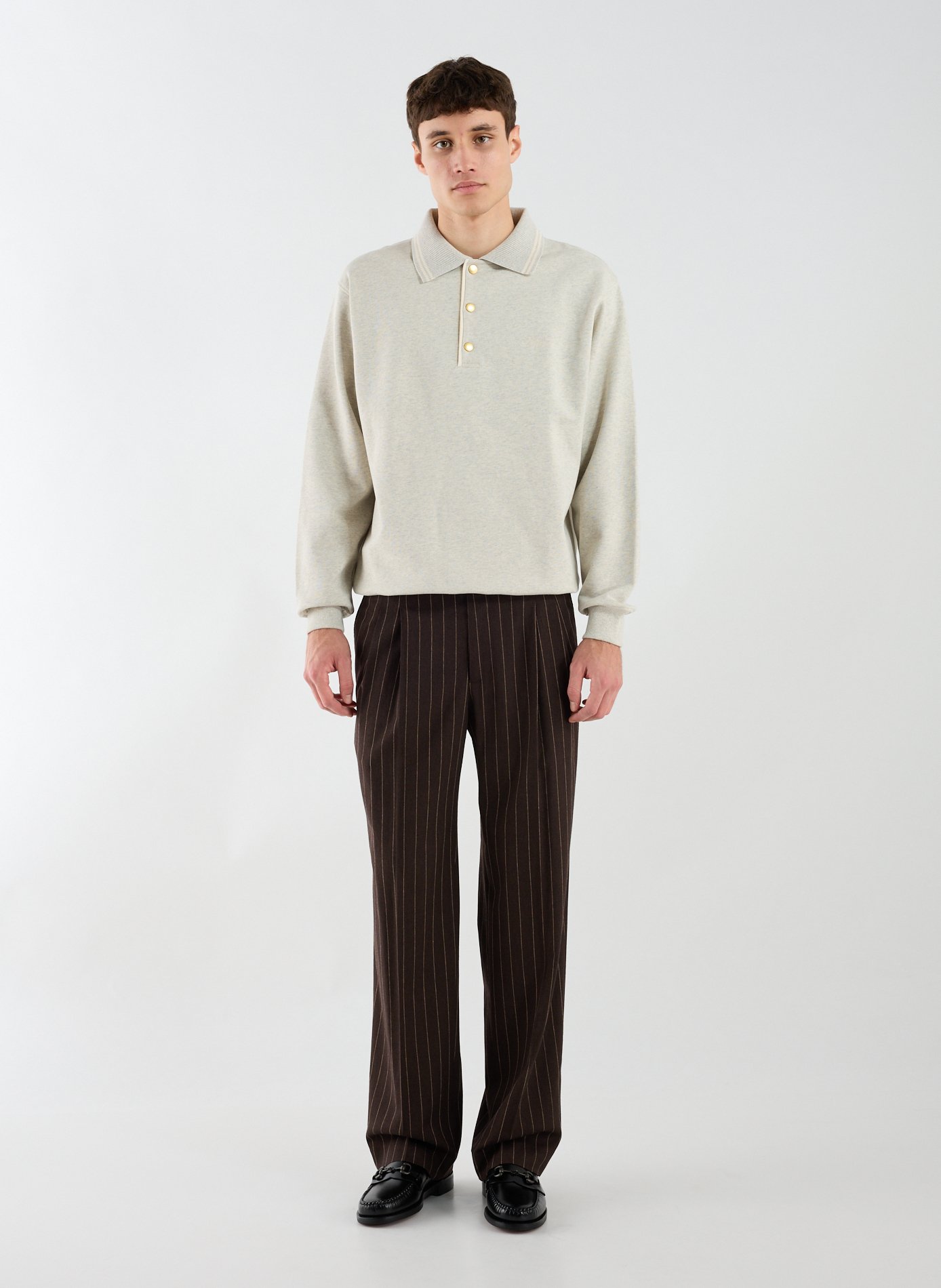Pinstriped wool blend trousers DROLE DE MONSIEUR Brown