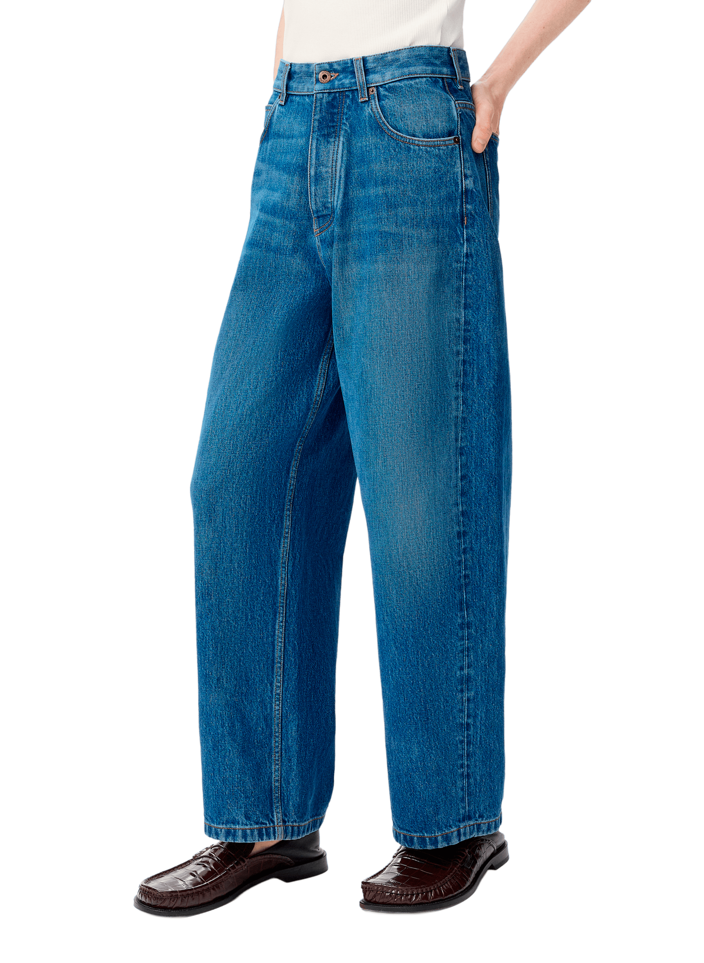 LOEWE Wide leg cotton denim jeans Blue