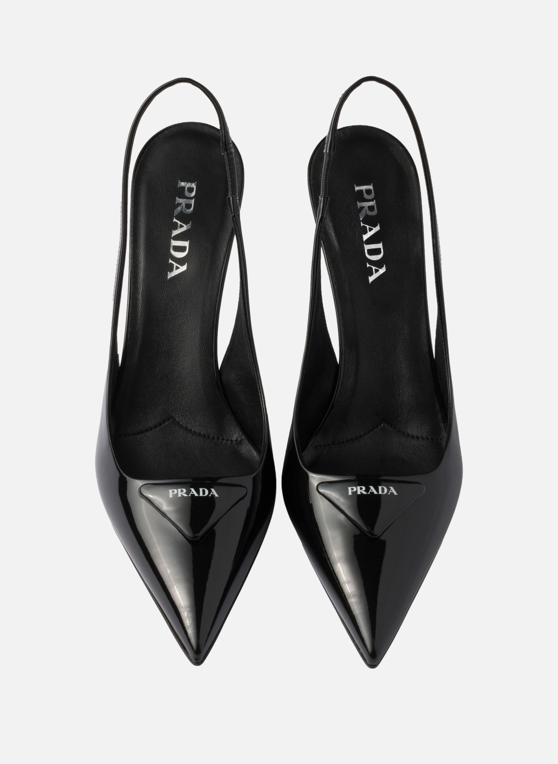 Escarpins à bride arrière en cuir verni PRADA Noir