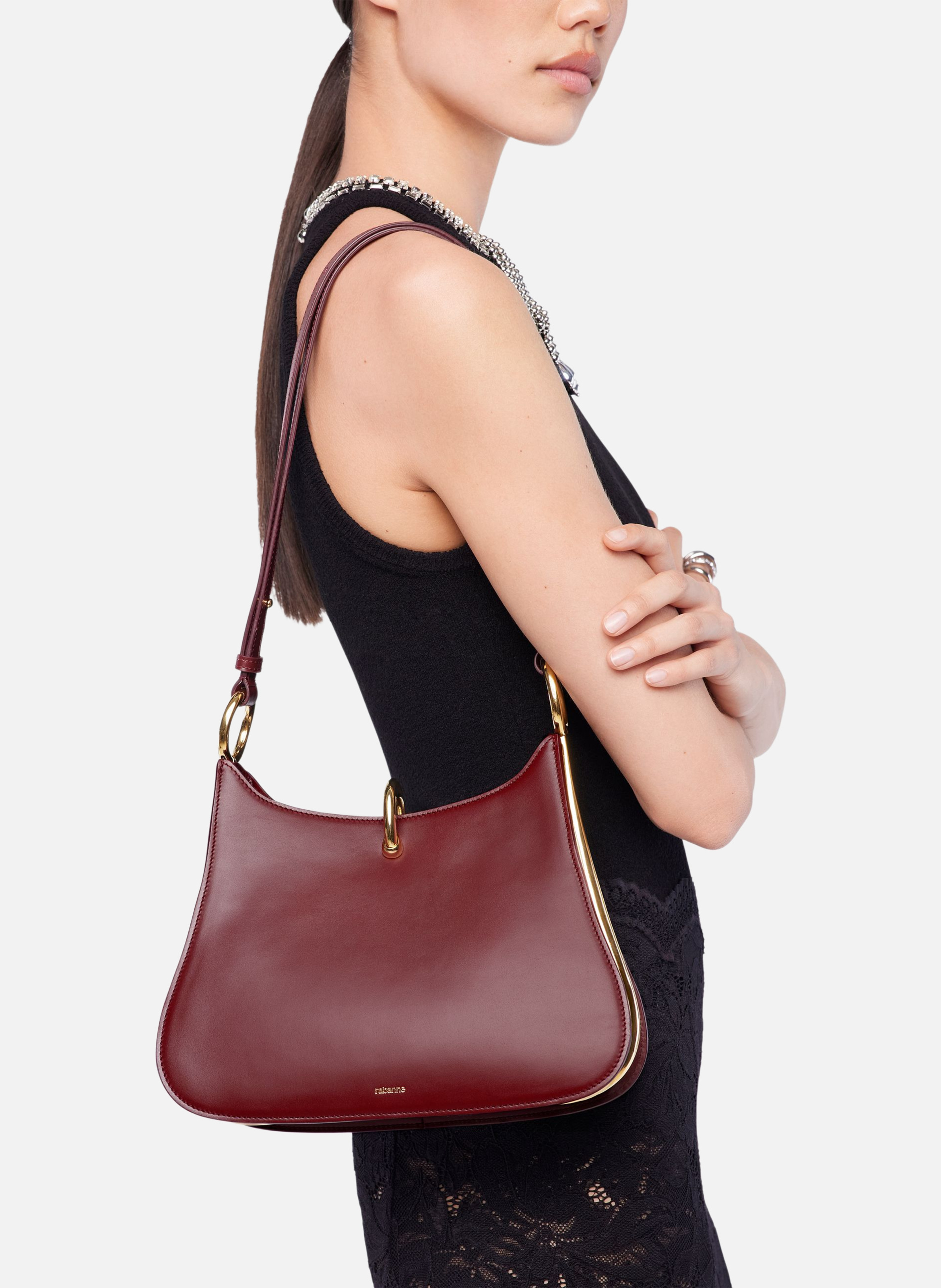 Sac ring moyen en cuir RABANNE Rouge