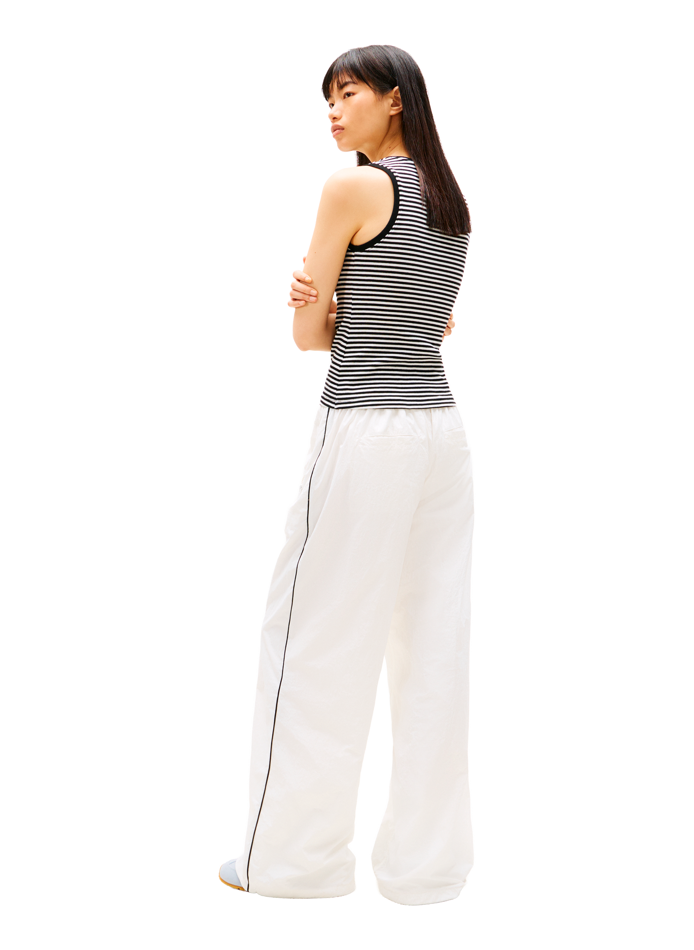 Top côtelé en coton  Noir