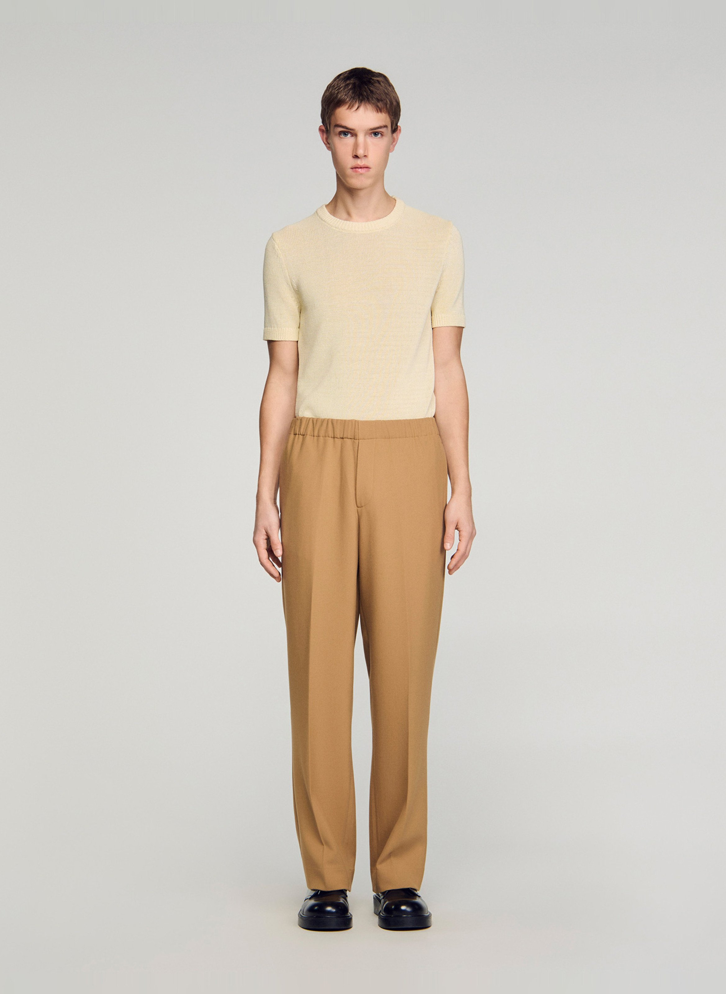 Pantalon large en jersey SANDRO Beige