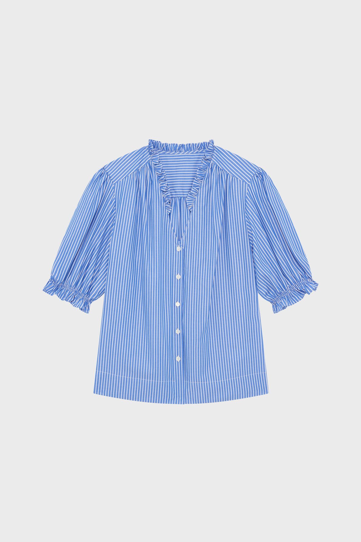 Chemise rayée à volants - colleen PABLO Bleu