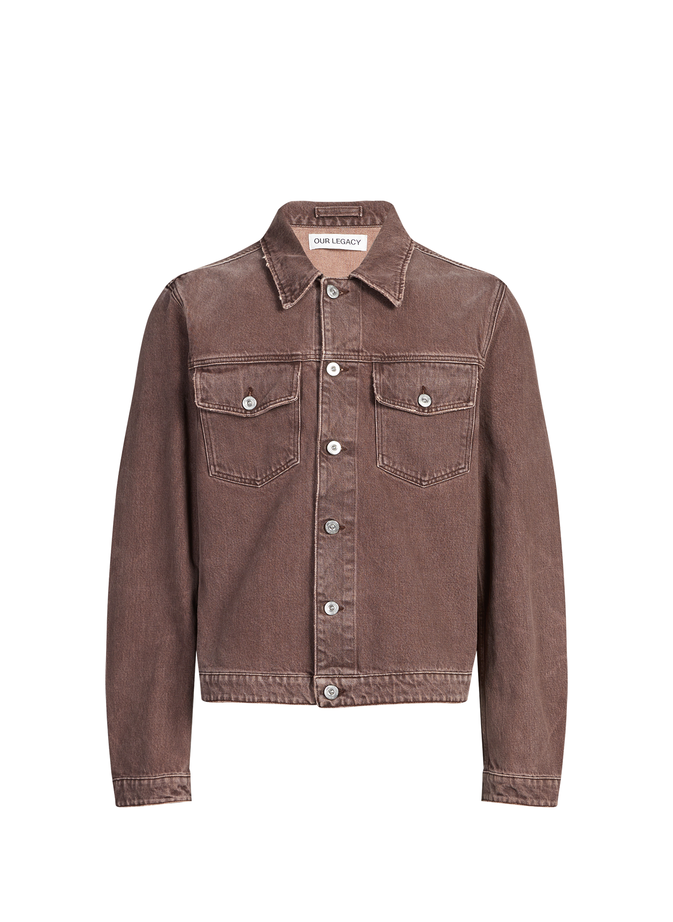 Veste denim à col classique en coton OUR LEGACY Marron