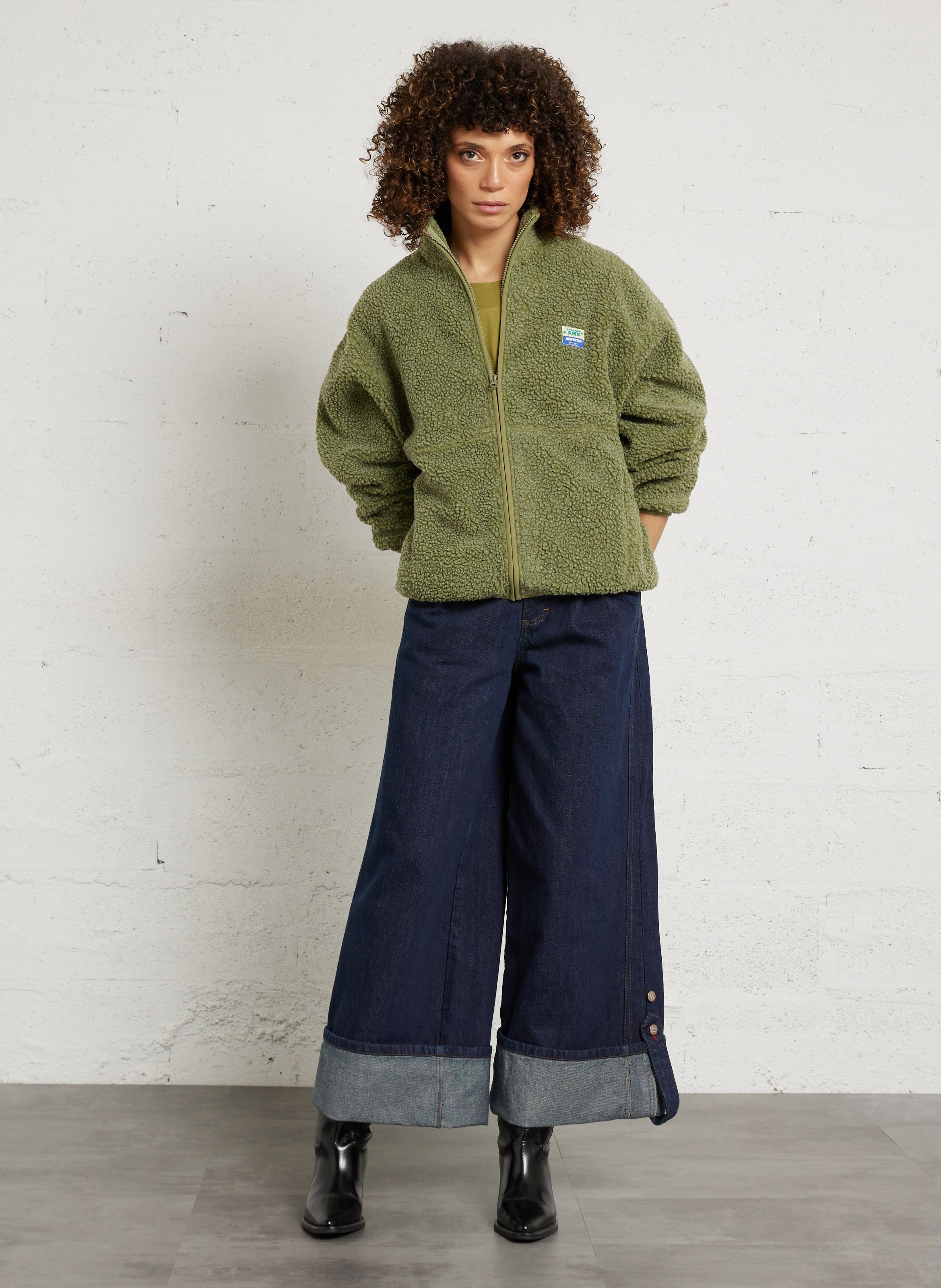 Veste ample zippée à col montant polaire hoktown AMERICAN VINTAGE Vert