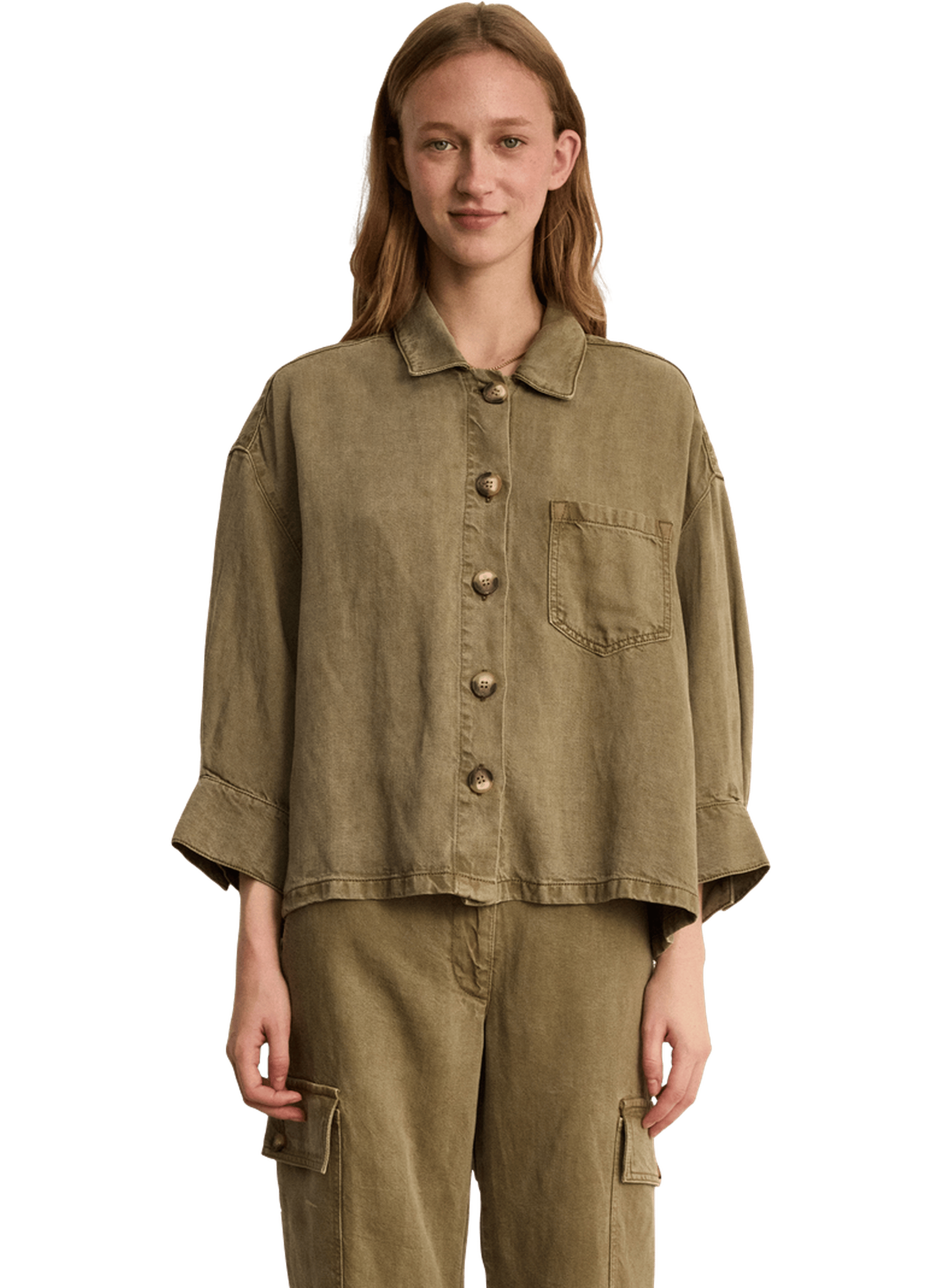 Surchemise fluide en lyocell et lin - manelle PABLO Vert