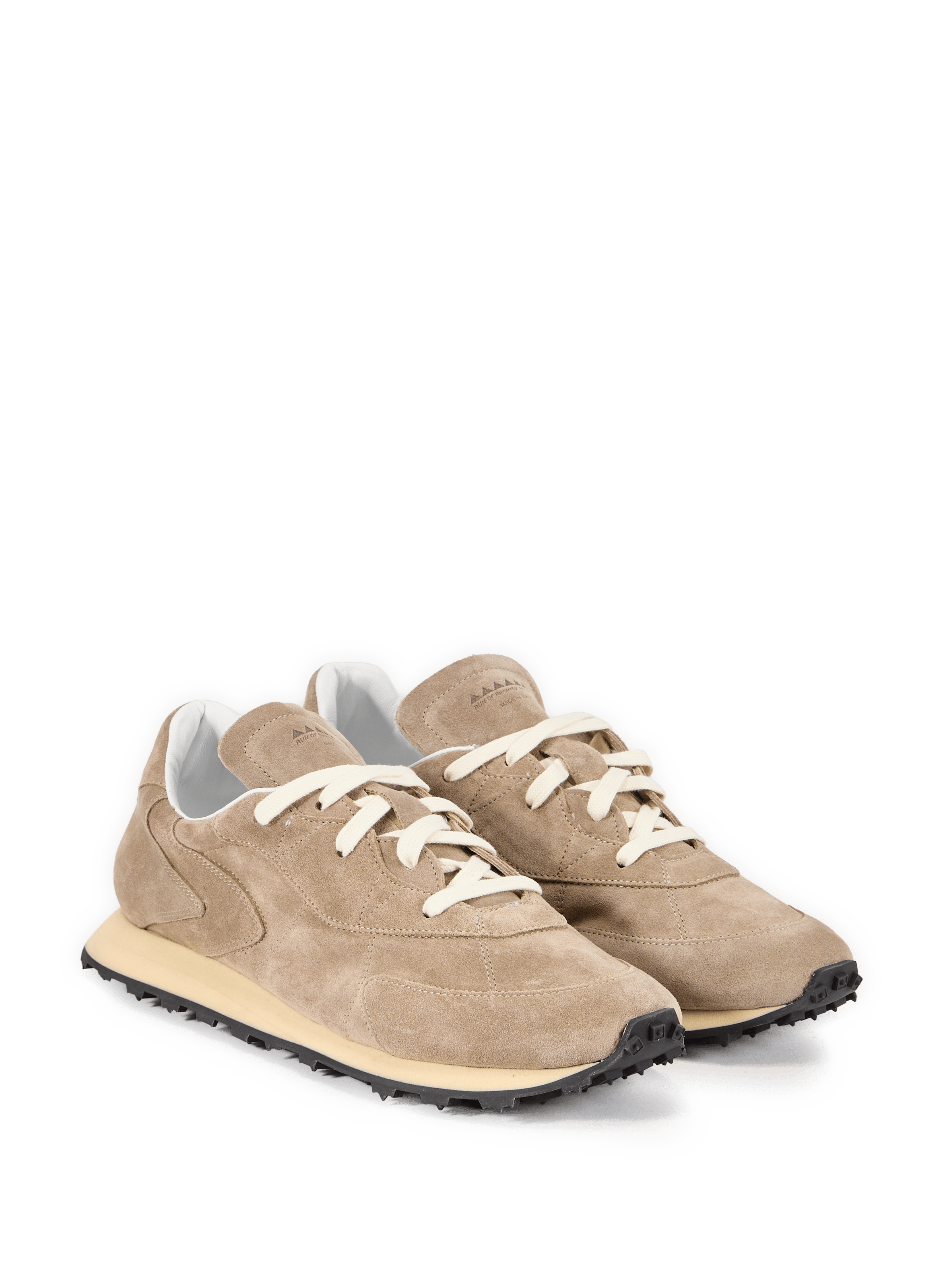 Serrated leather mixed sneakers RUN OF Beige