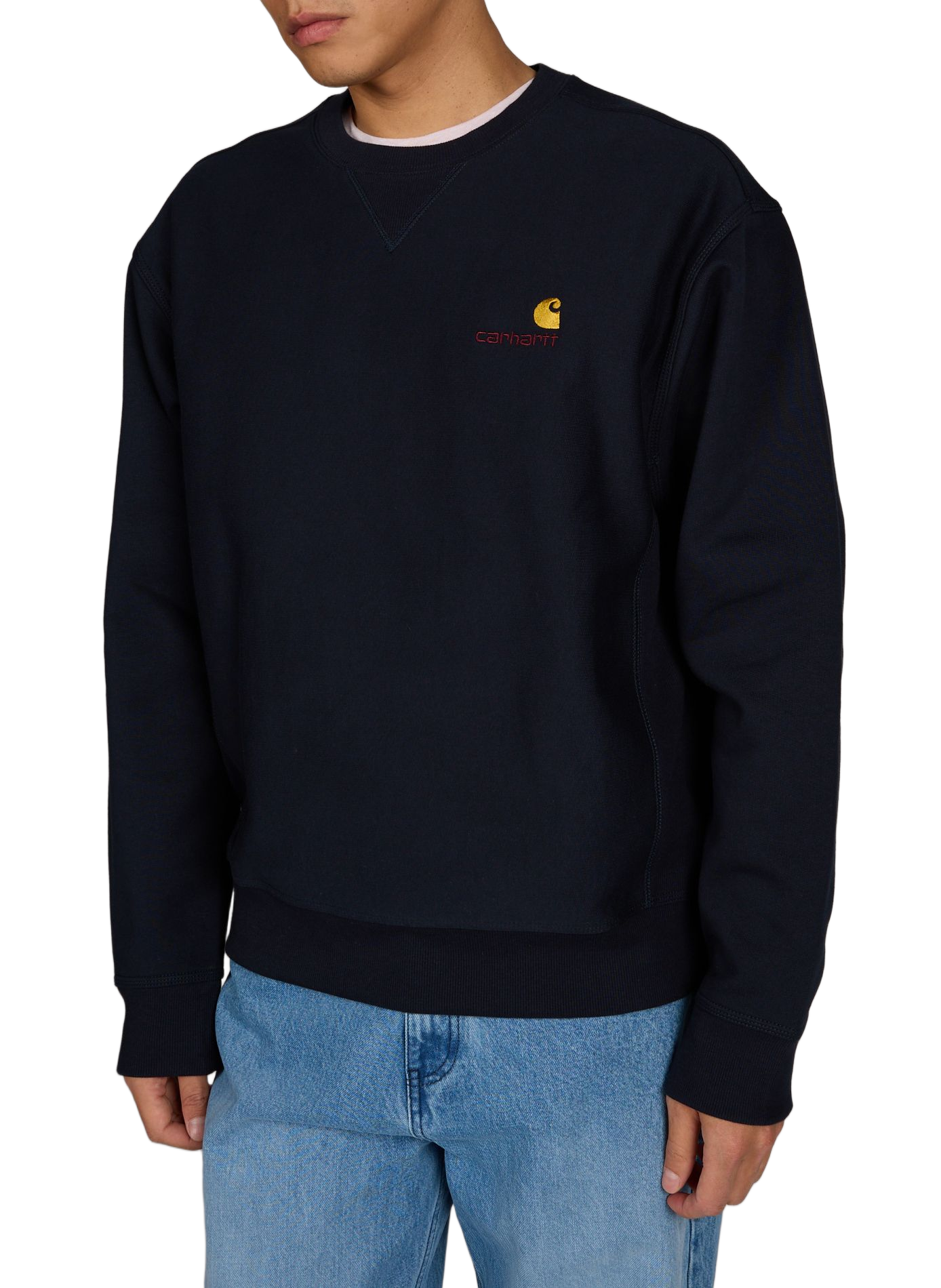 Straight sweatshirt with embroidered cotton logo CARHARTT WIP Blue