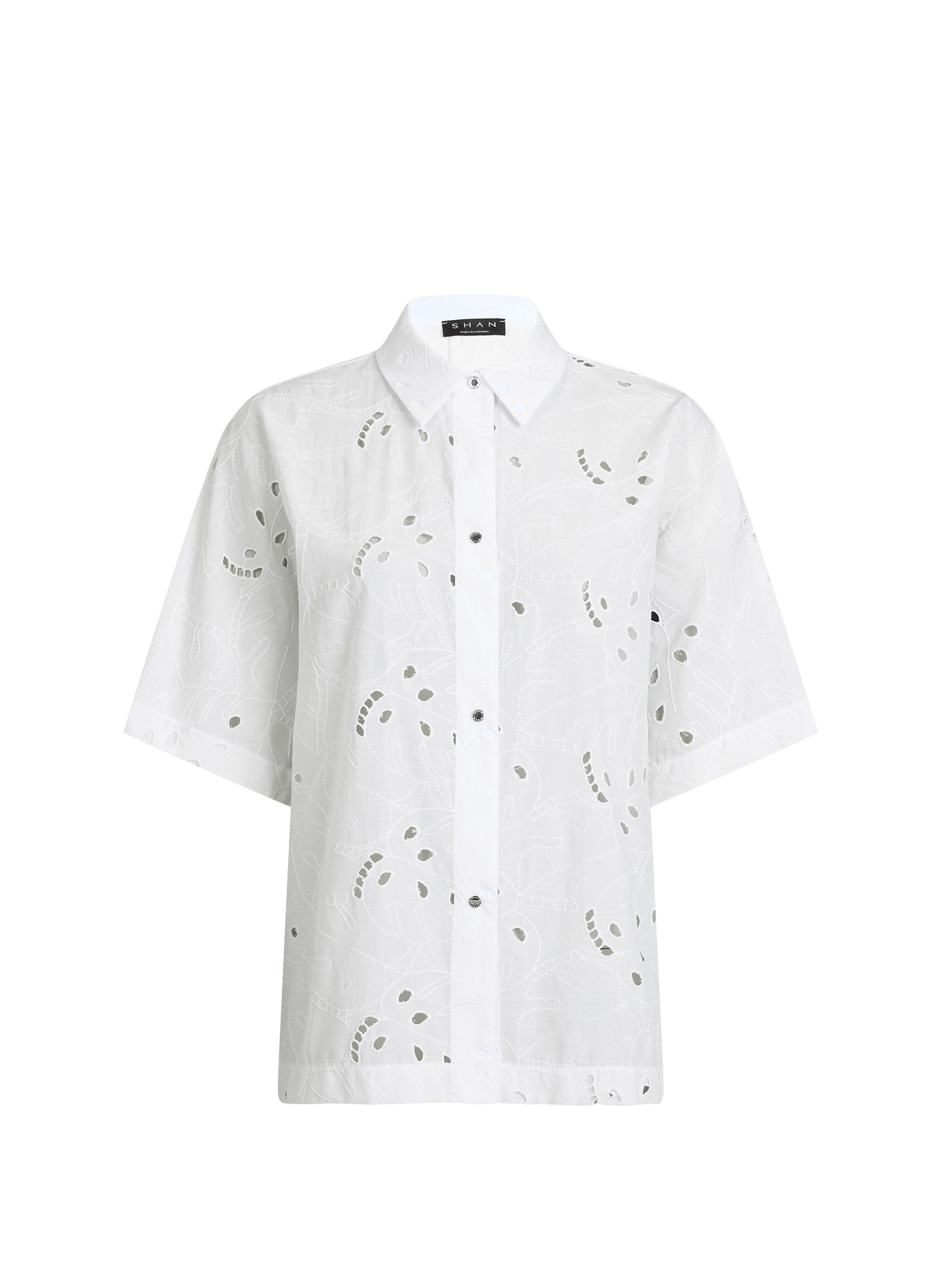 Chemise brodée Lili à manches courtes SHAN Blanc