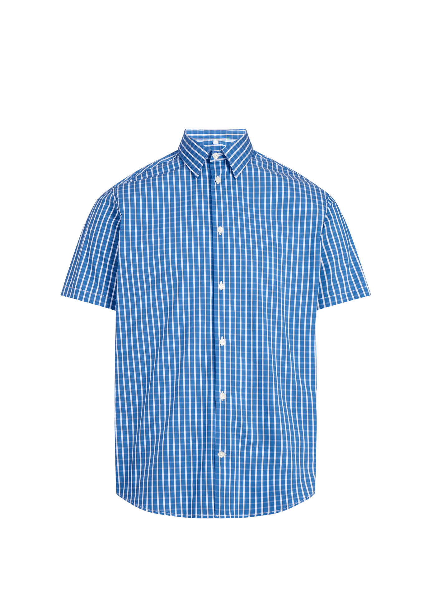 Short-sleeved cotton check shirt AU PRINTEMPS PARIS Blue
