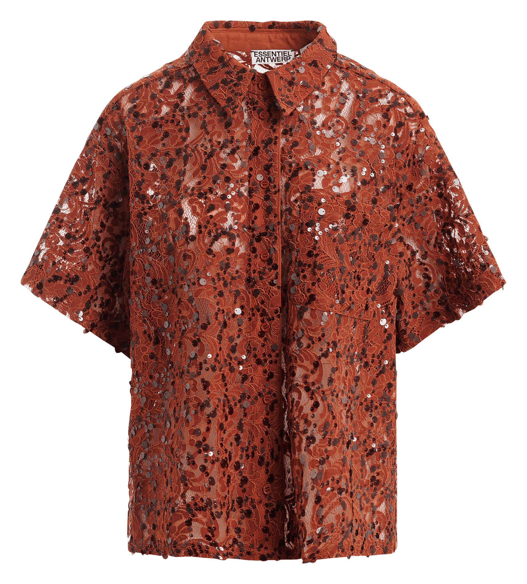 Chemise manches courtes pailletée joks ESSENTIEL ANTWERP Rouge