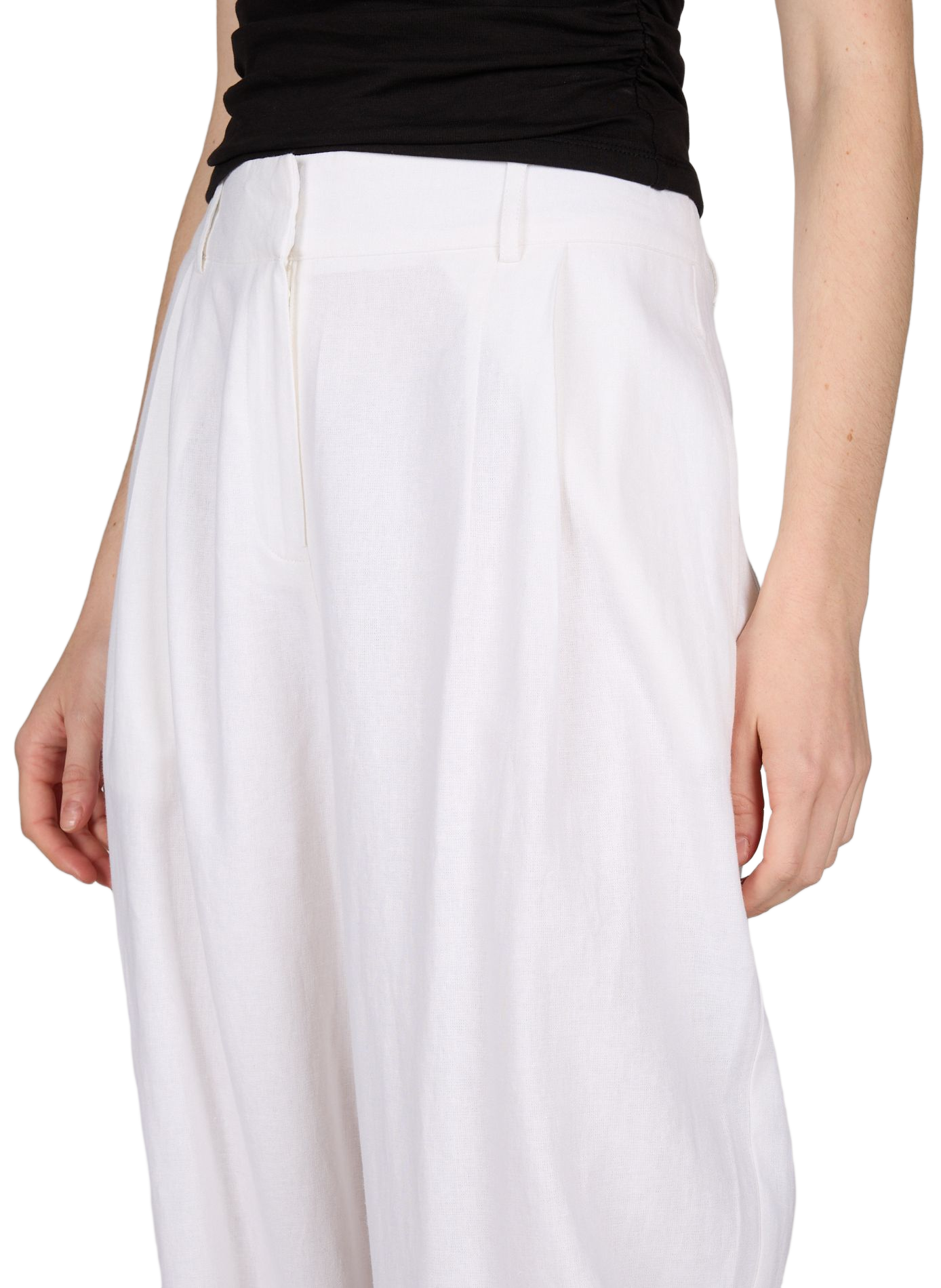 Solid linen blend trousers TOPSHOP Grey