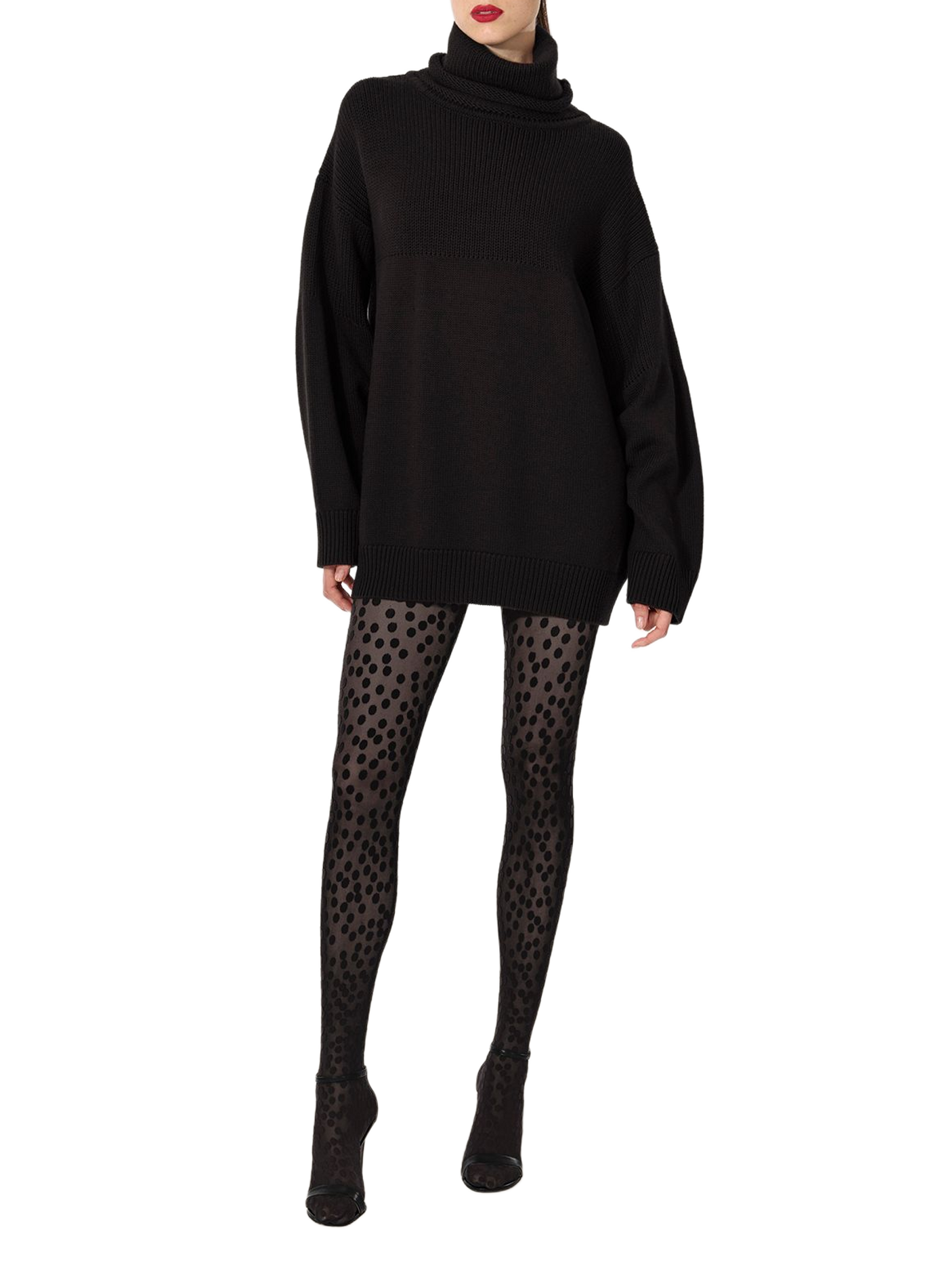 Pull ample à col roulé en laine mérinos WOLFORD Noir