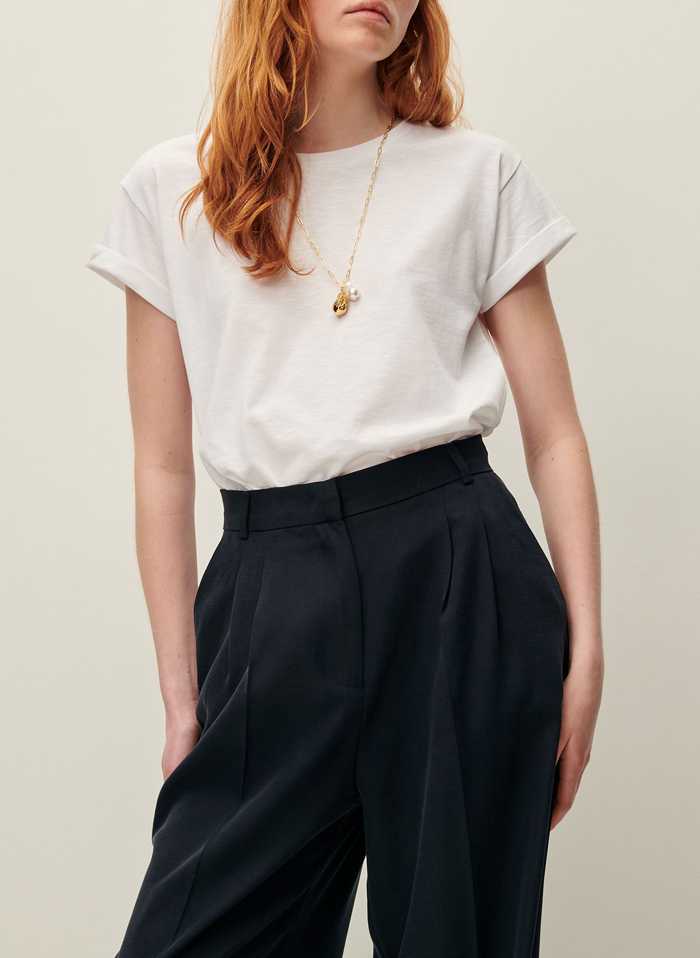 Tee-shirt col rond en coton mélangé albano  Optical white