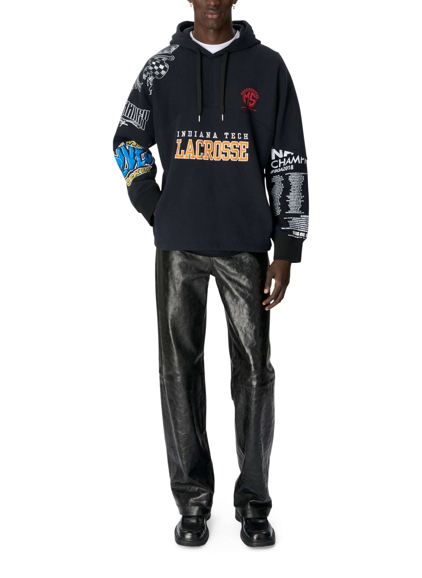 Hoodie graphique en jersey regenerated unisexe MARINE SERRE Noir