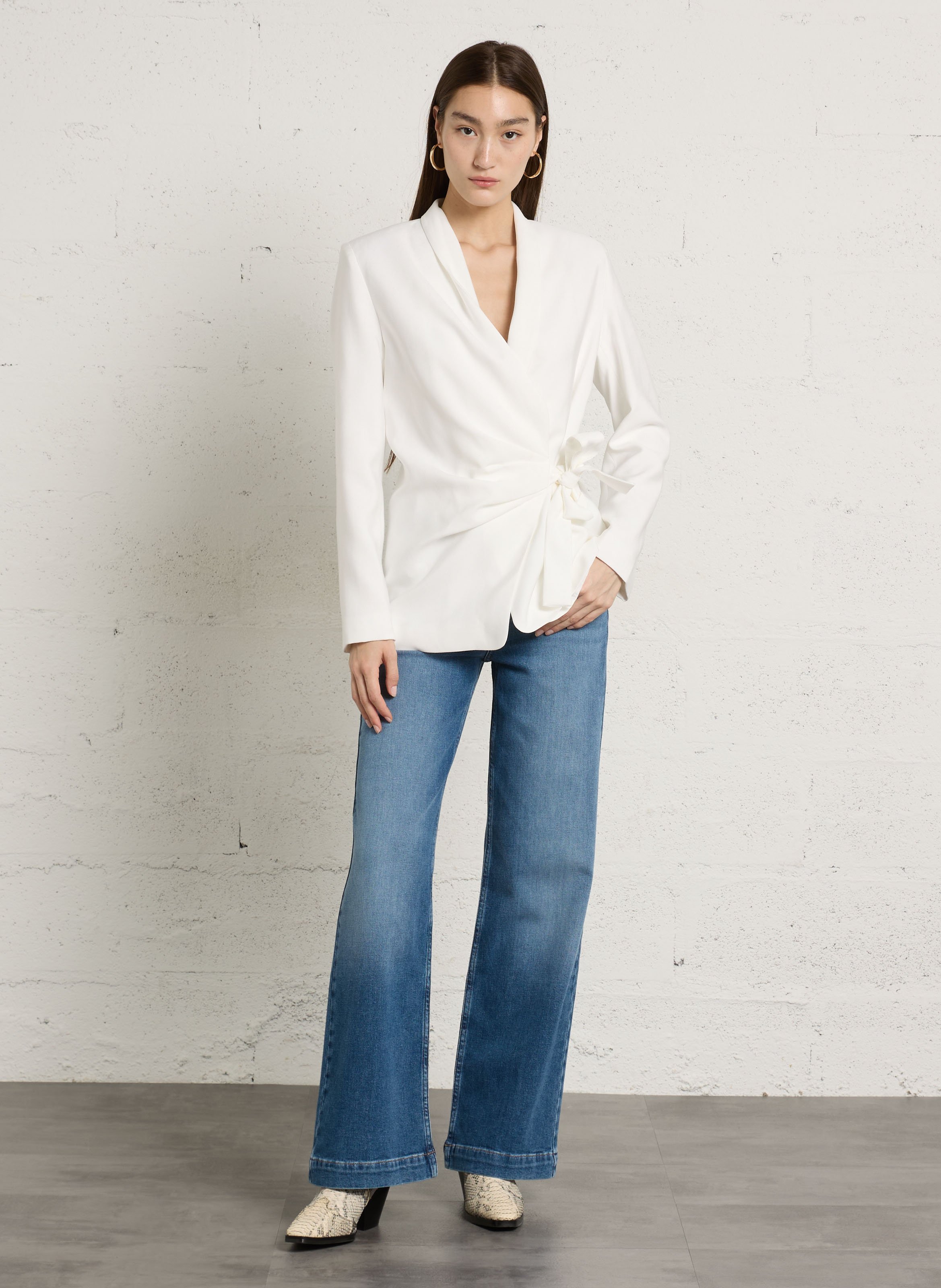 Santiags en cuir effet python IKKS Blanc