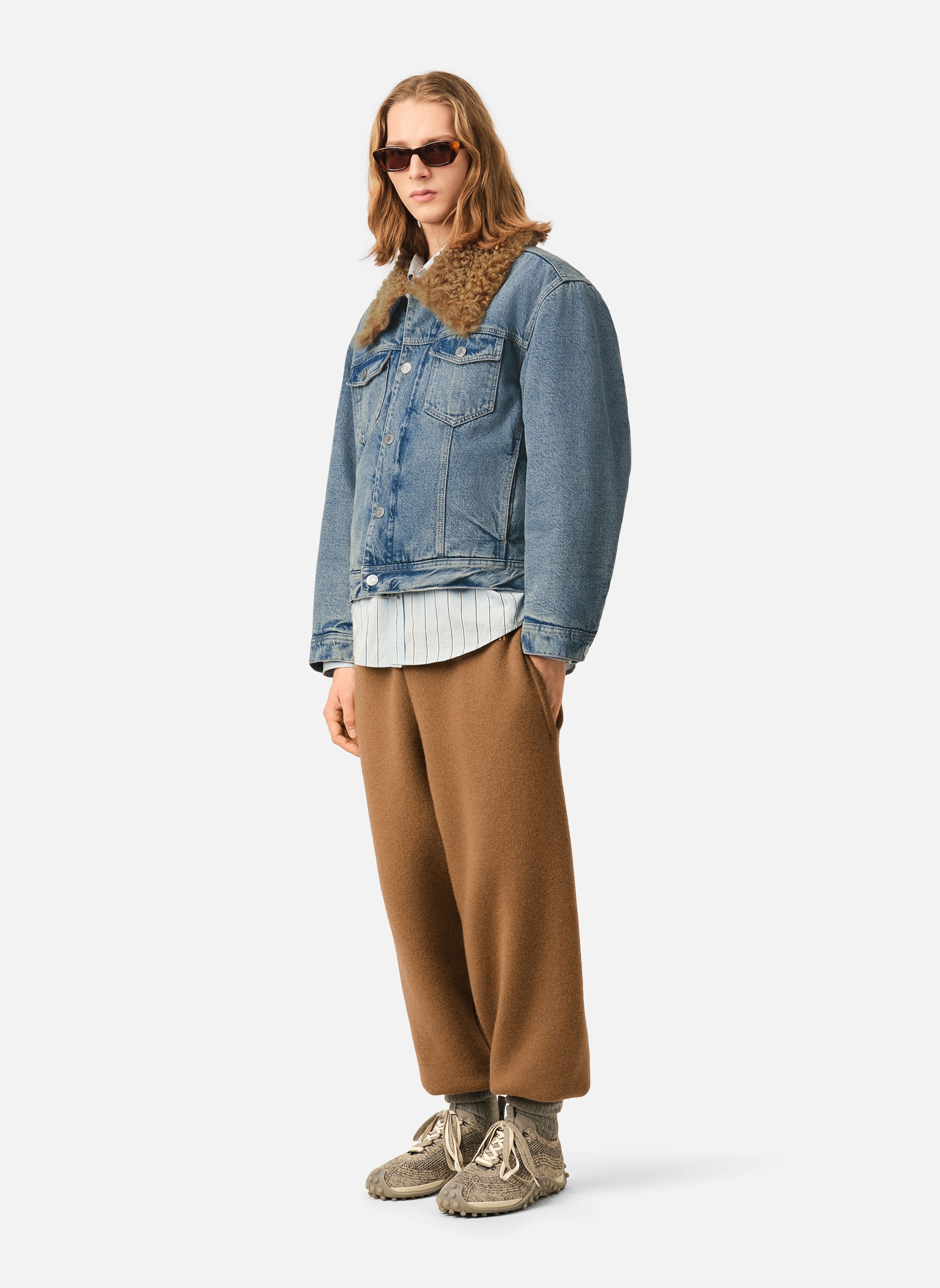 Veste trucker rembourrée unisexe en coton AMI PARIS Bleu