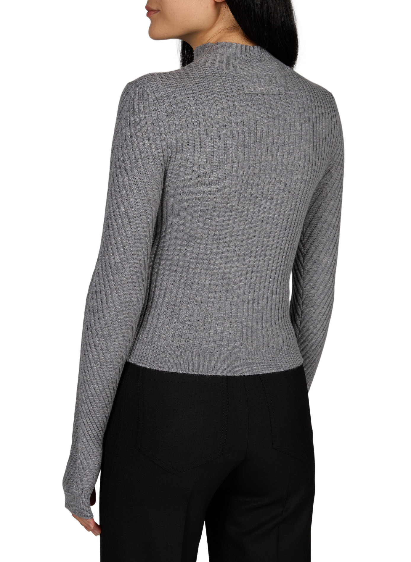 Ribbed high-neck merino wool sweater VICTORIA BECKHAM Grey
