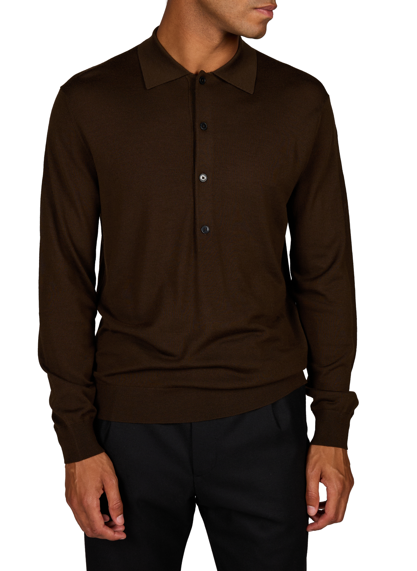 Pull col boutonné en laine CLOSED Marron