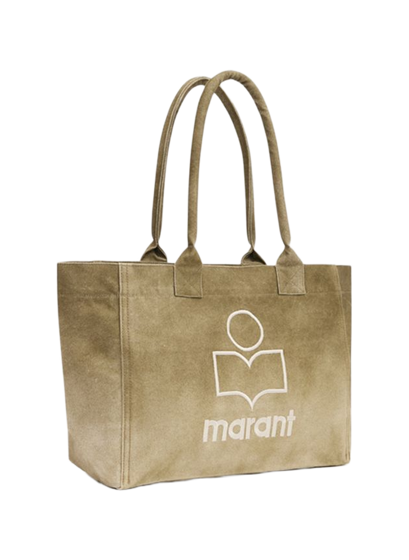 Einkaufstasche aus Baumwolle mit Reißverschluss und Logo ISABEL MARANT Khaki