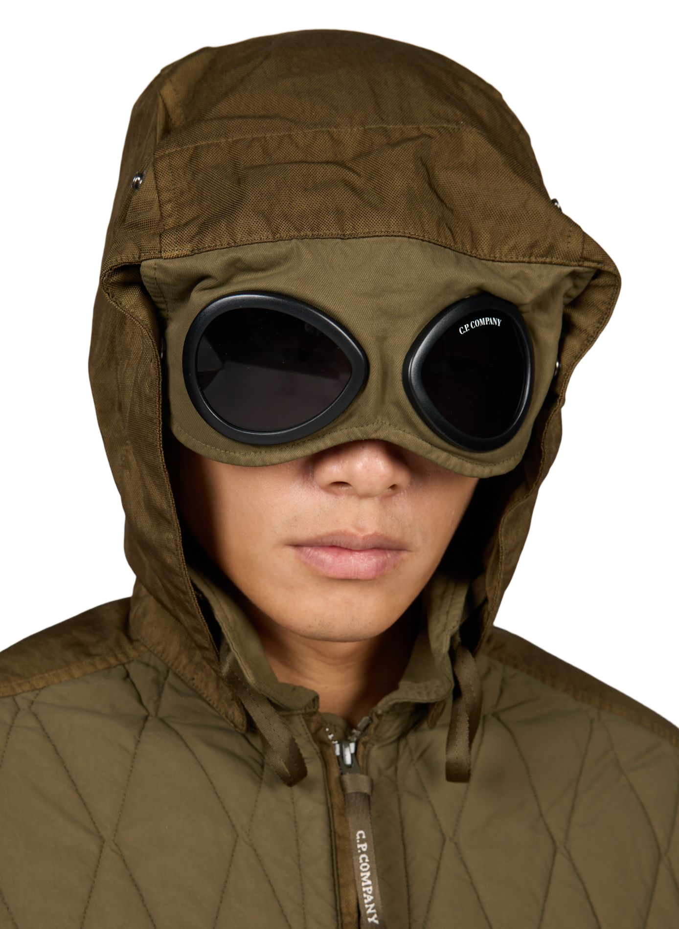 Blouson matelassé à capuche avec lunettes intégrées CP COMPANY Kaki