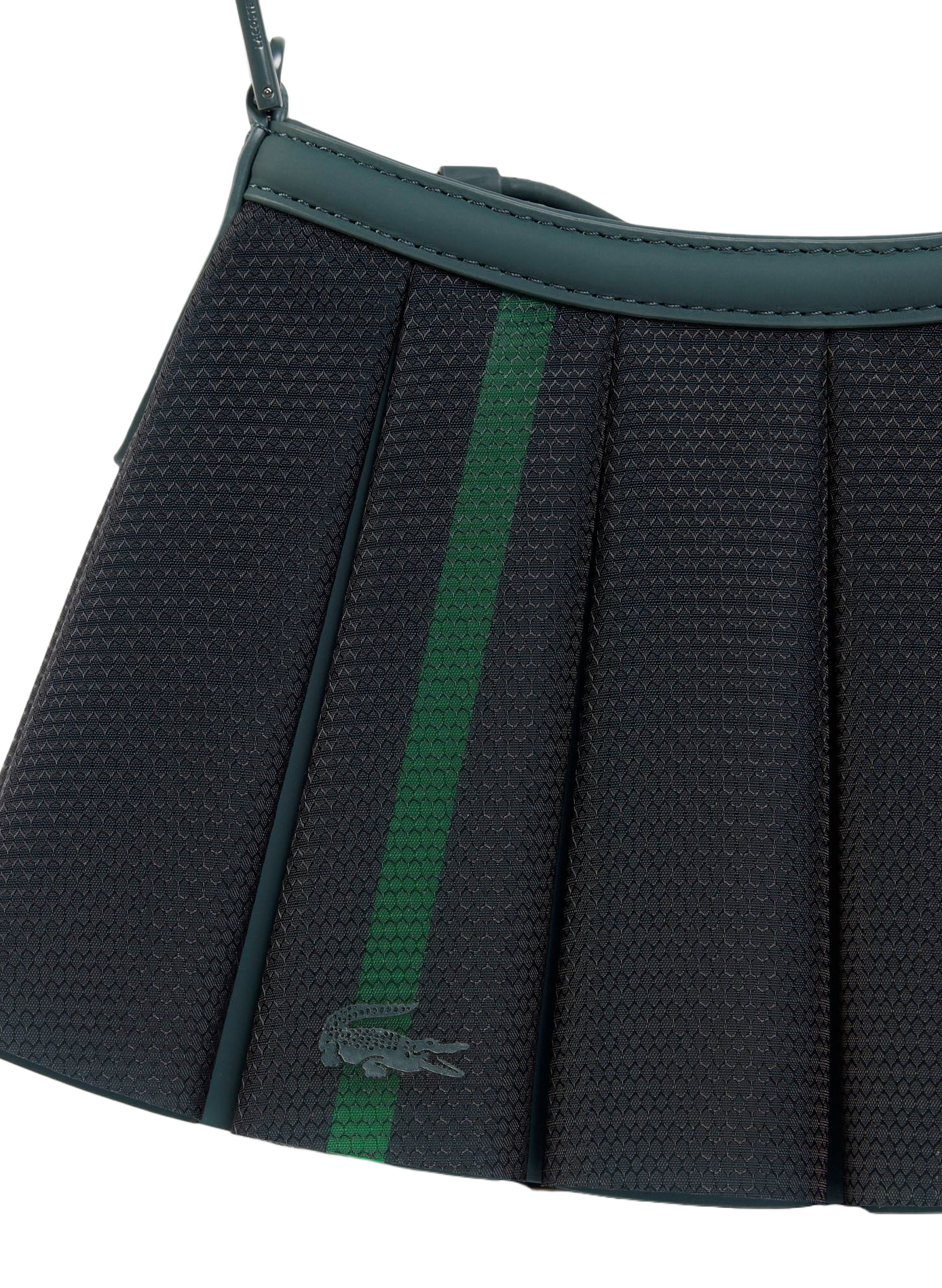 Small Lenglen handbag in mesh leather LACOSTE Green