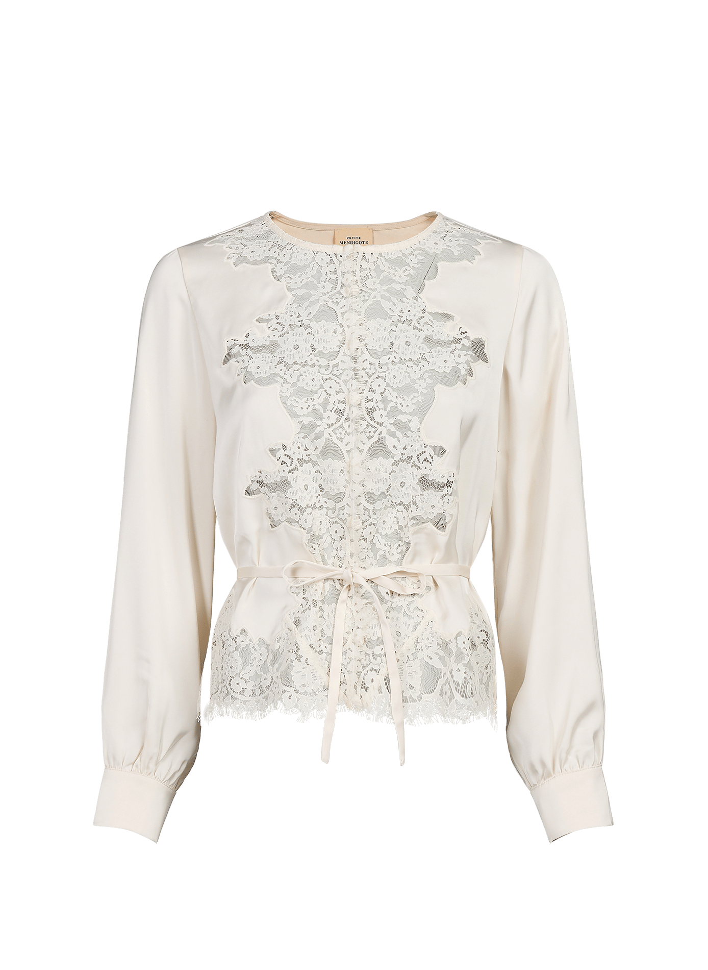 Top Telmalace straight satin with lace PETITE MENDIGOTE Beige