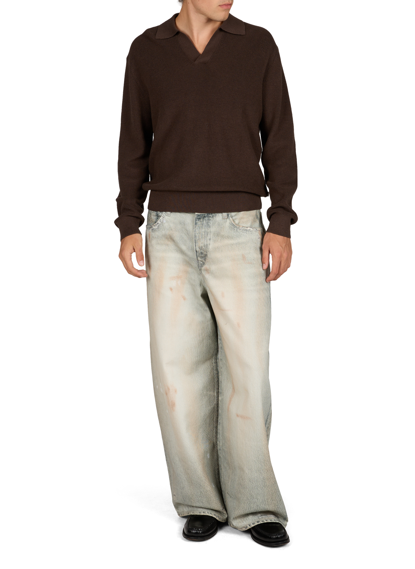 Pullover mit einfarbigem Polokragen NN.07 Braun